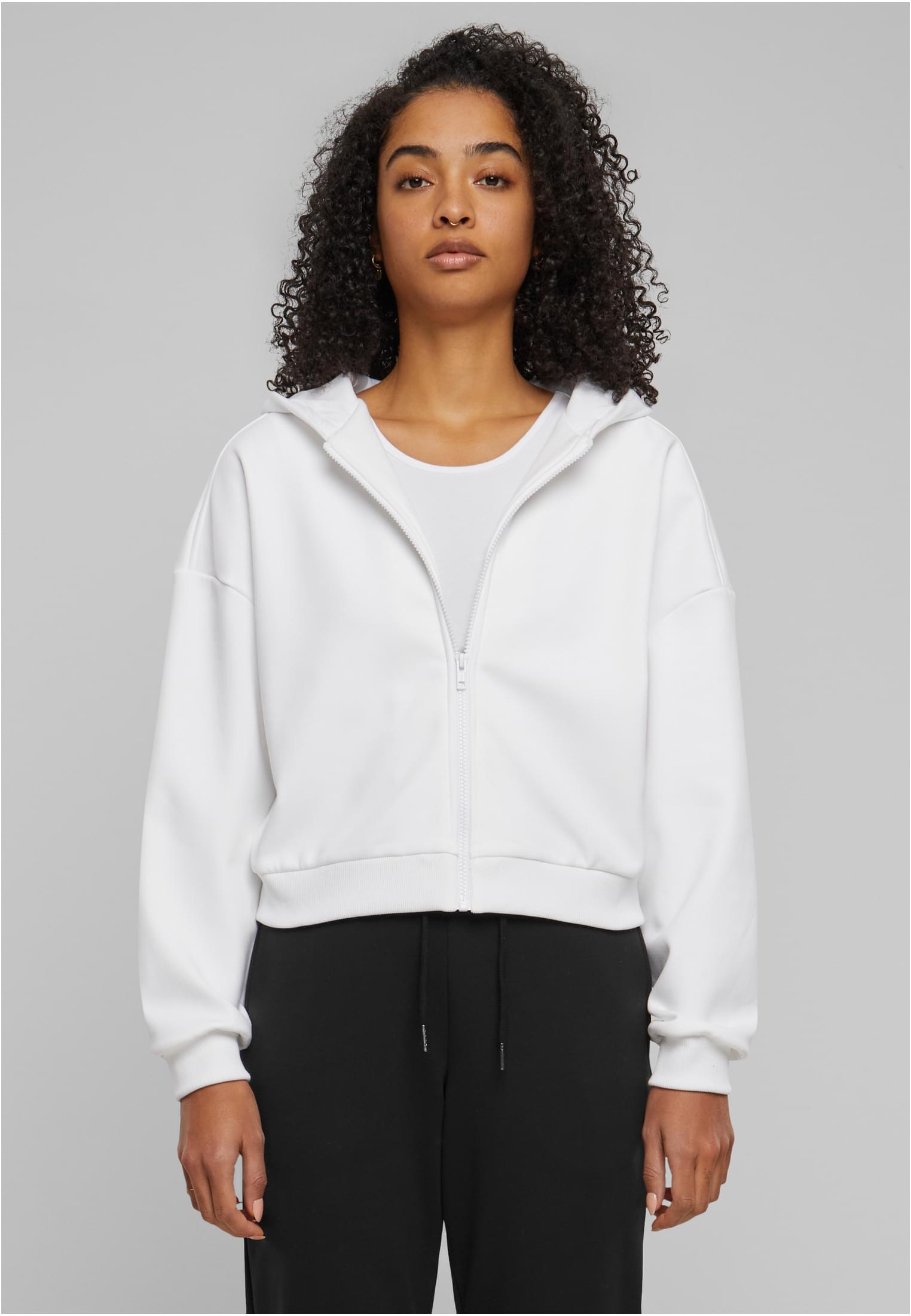 Ladies Cozy Short Zip Hoody | white