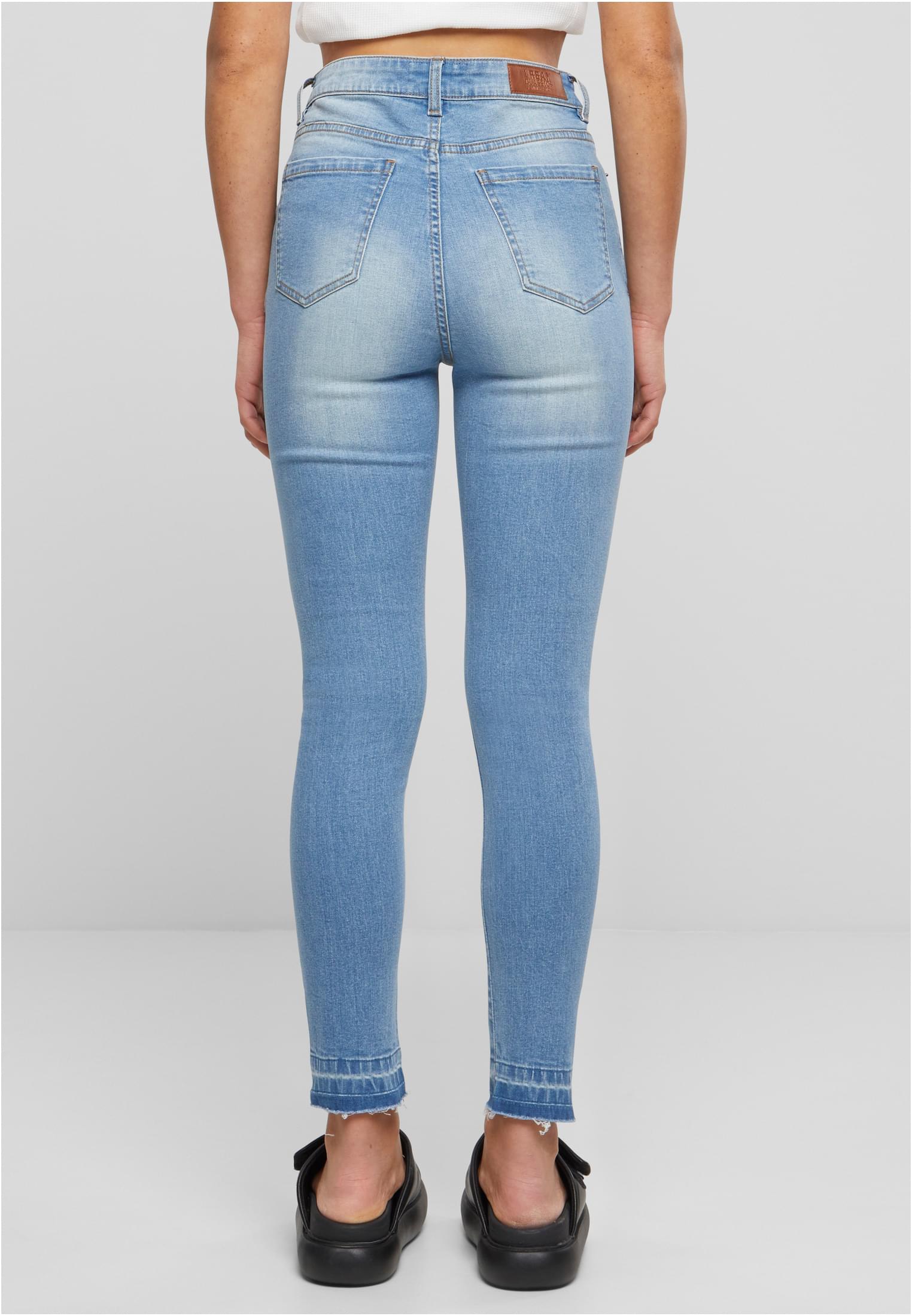 Ladies Skinny High Waist Open Hem Jeans | clearblue bleached