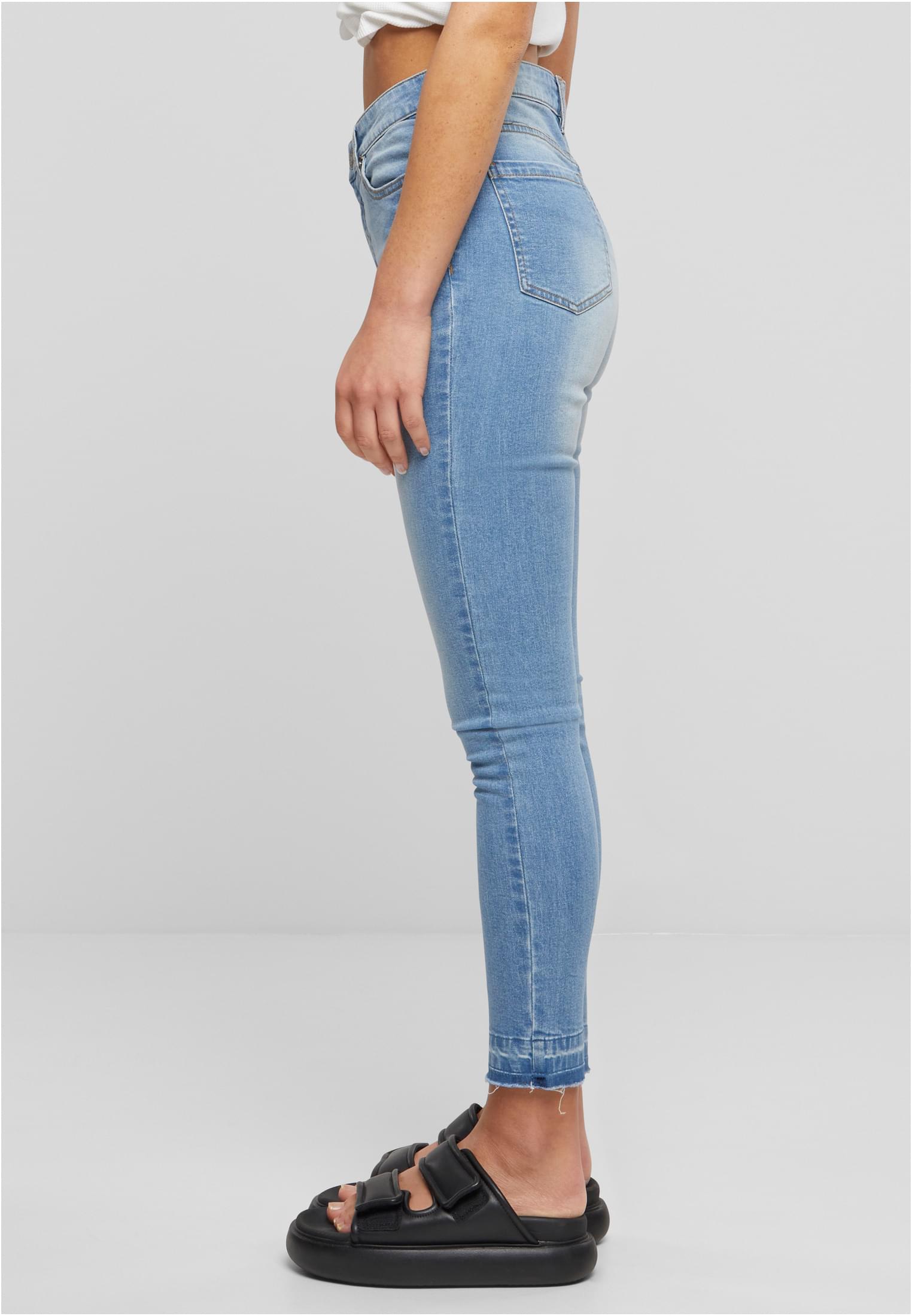 Ladies Skinny High Waist Open Hem Jeans | clearblue bleached