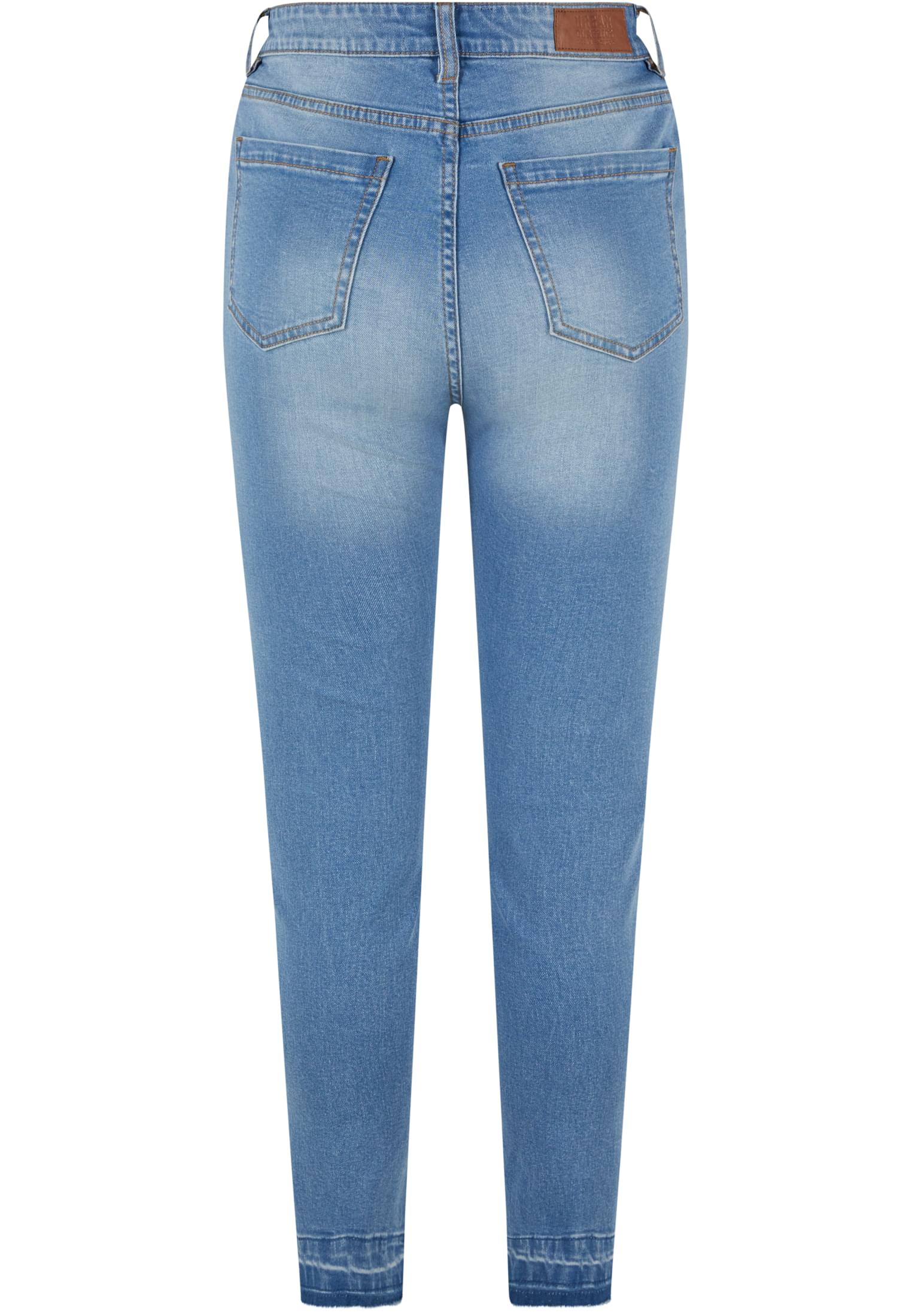 Ladies Skinny High Waist Open Hem Jeans | clearblue bleached