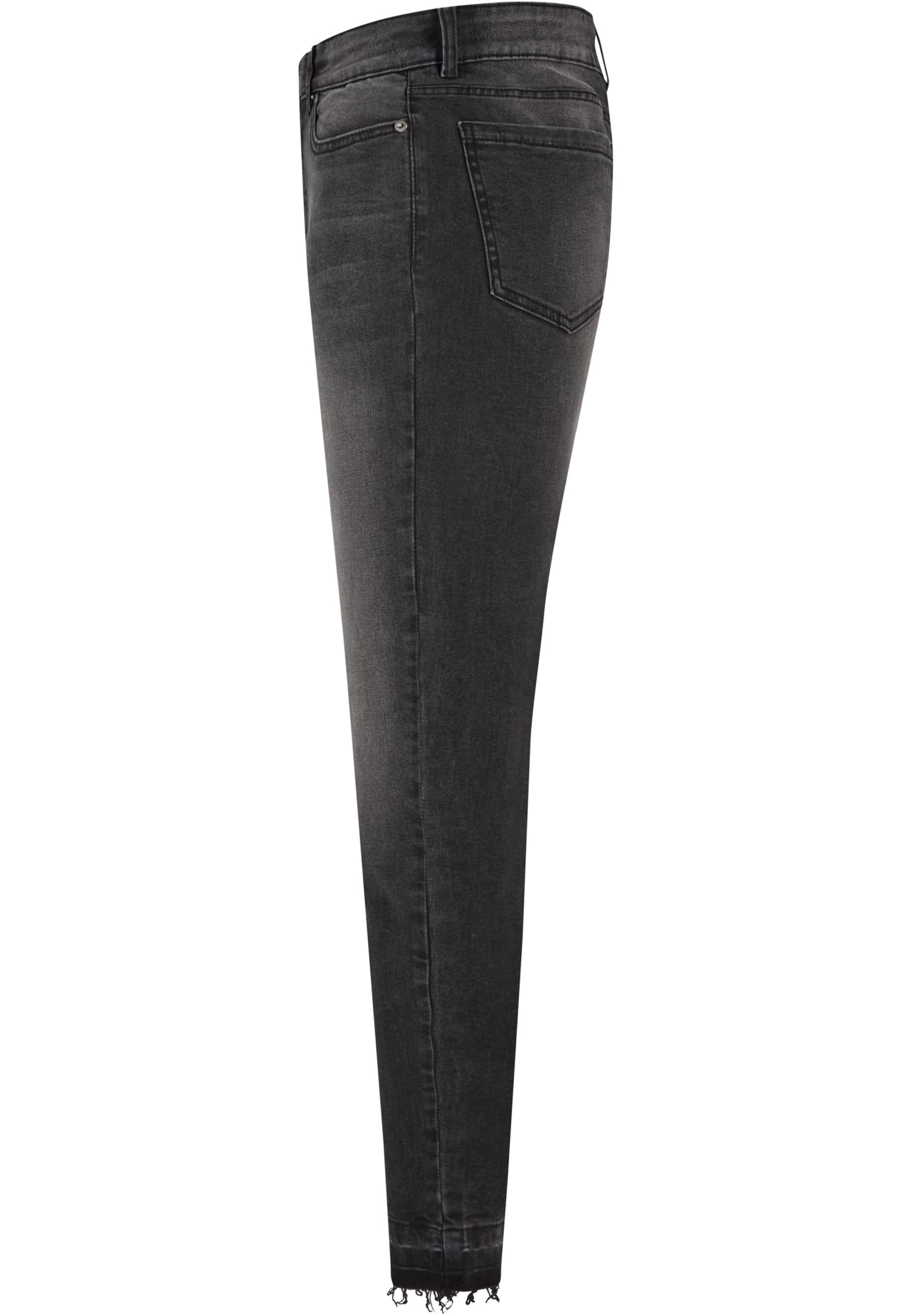 Ladies Skinny High Waist Open Hem Jeans | black washed