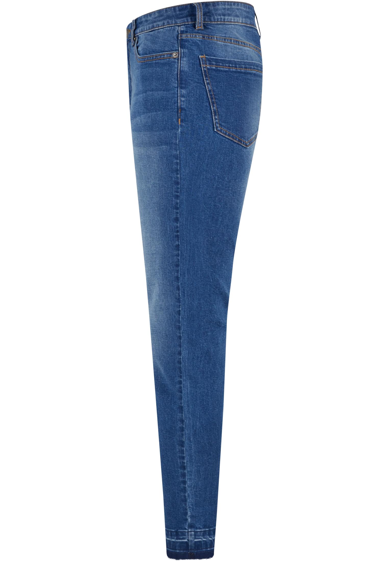 Ladies Skinny High Waist Open Hem Jeans | blue washed