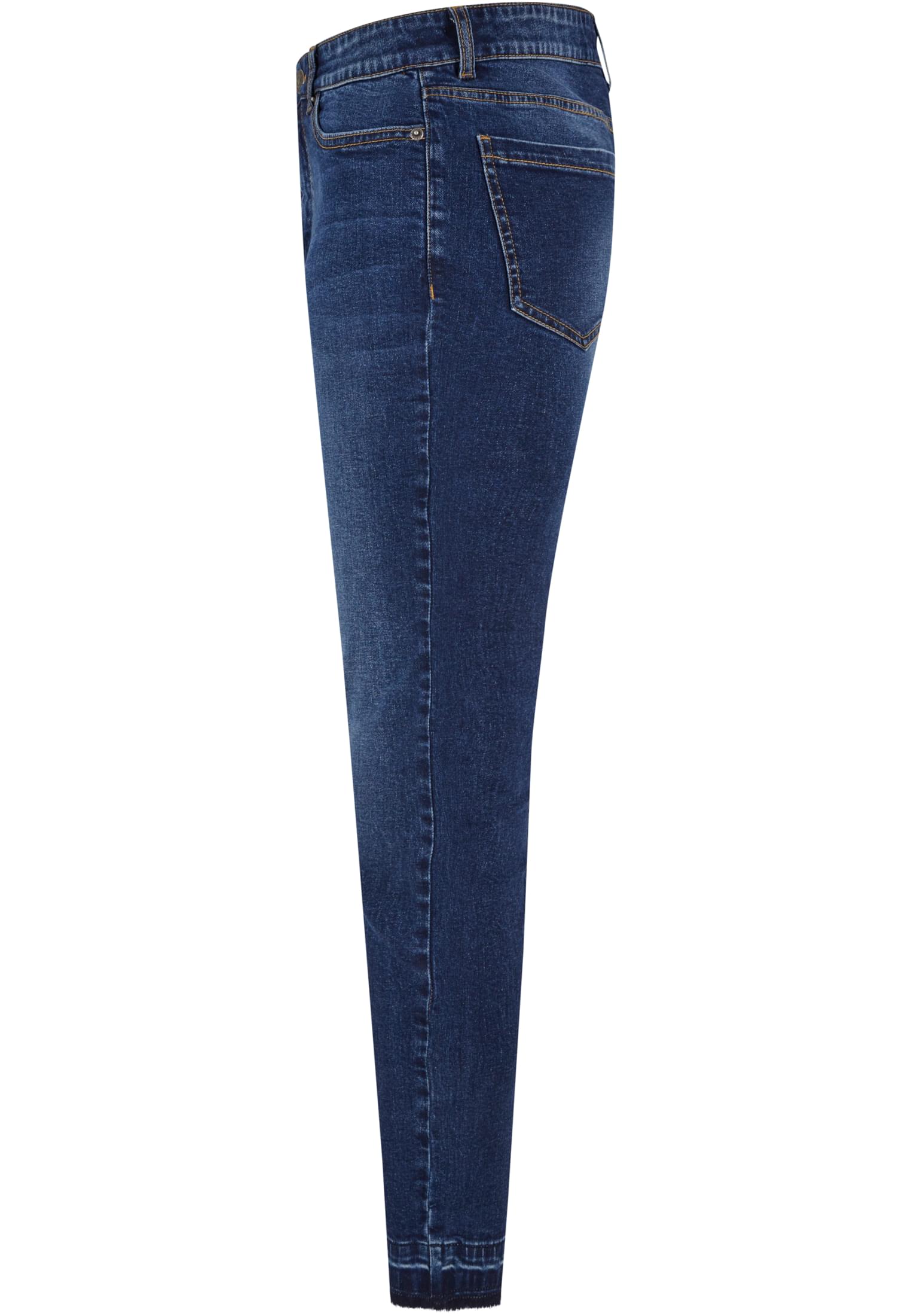 Ladies Skinny High Waist Open Hem Jeans | darkblue washed