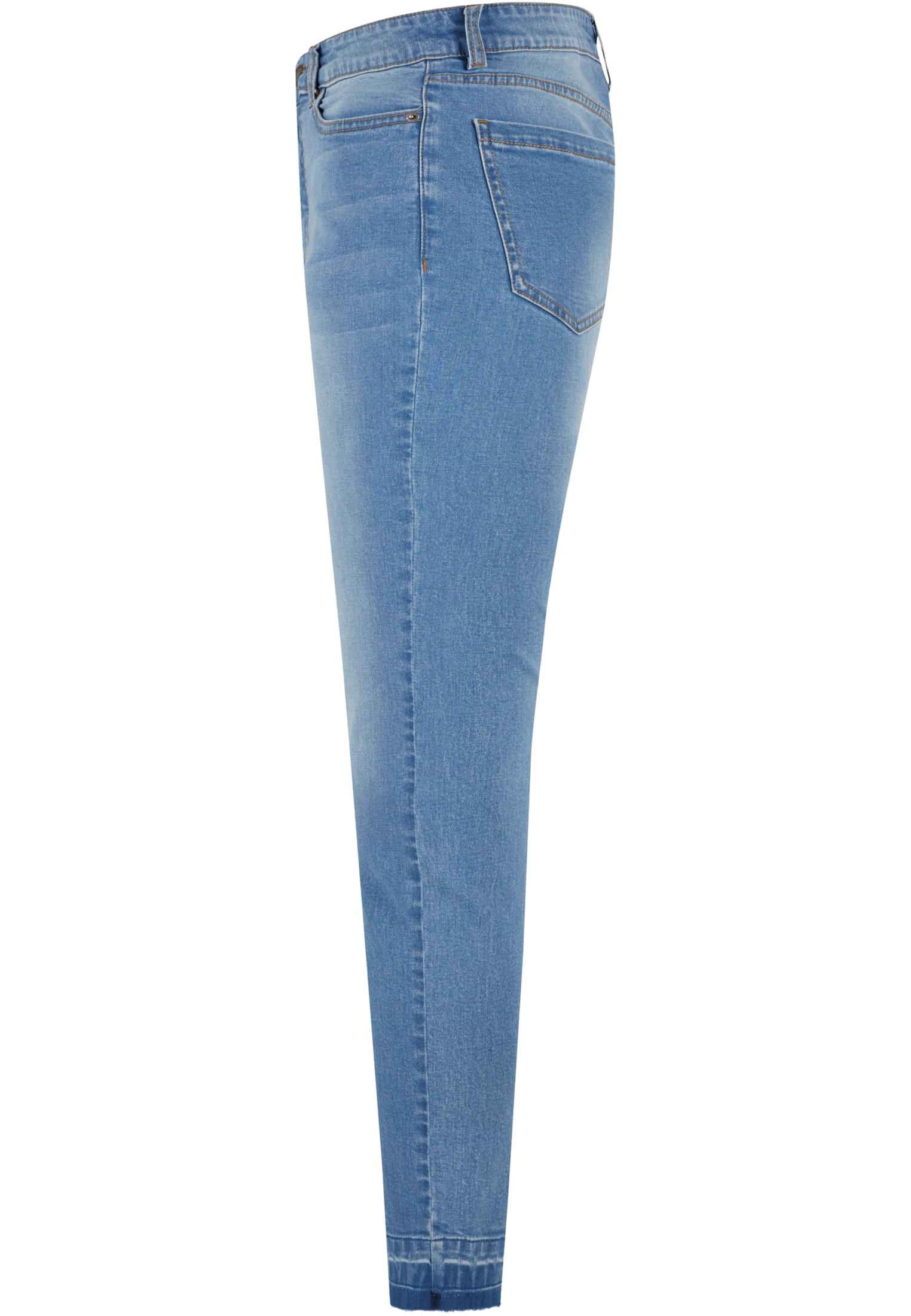 Ladies Skinny High Waist Open Hem Jeans | clearblue bleached