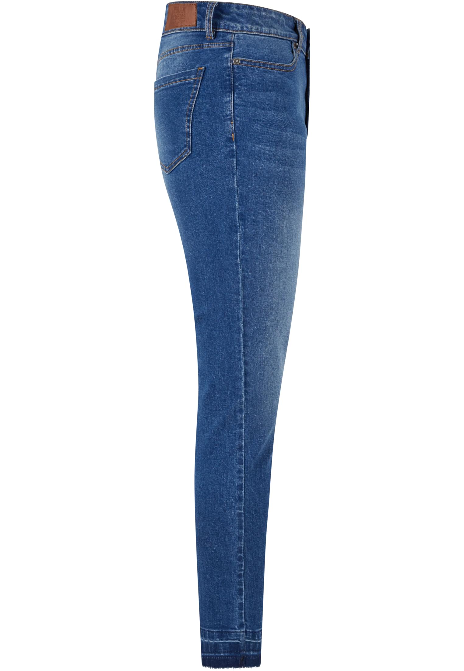 Ladies Skinny High Waist Open Hem Jeans | blue washed