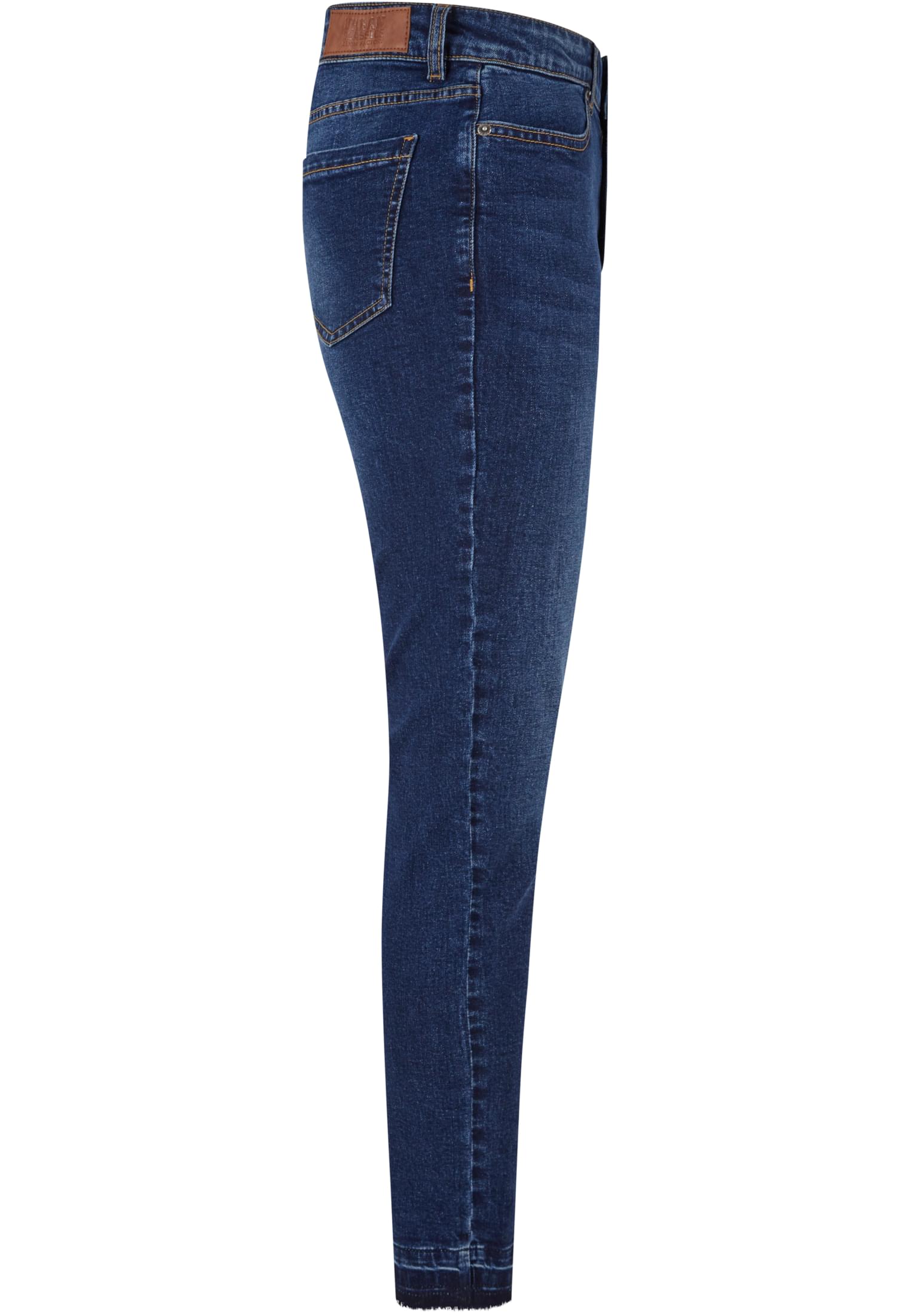 Ladies Skinny High Waist Open Hem Jeans | darkblue washed