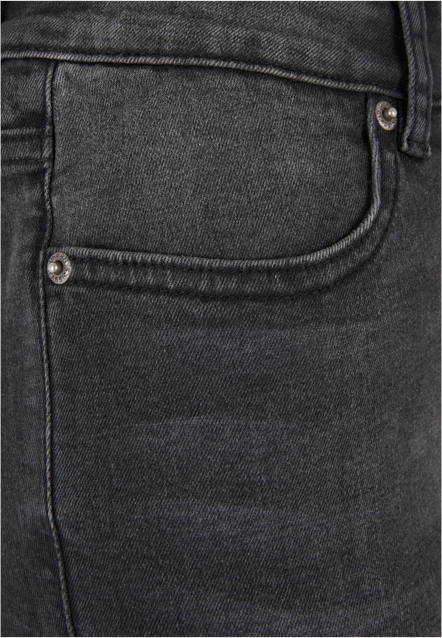 Ladies Skinny High Waist Open Hem Jeans | black washed