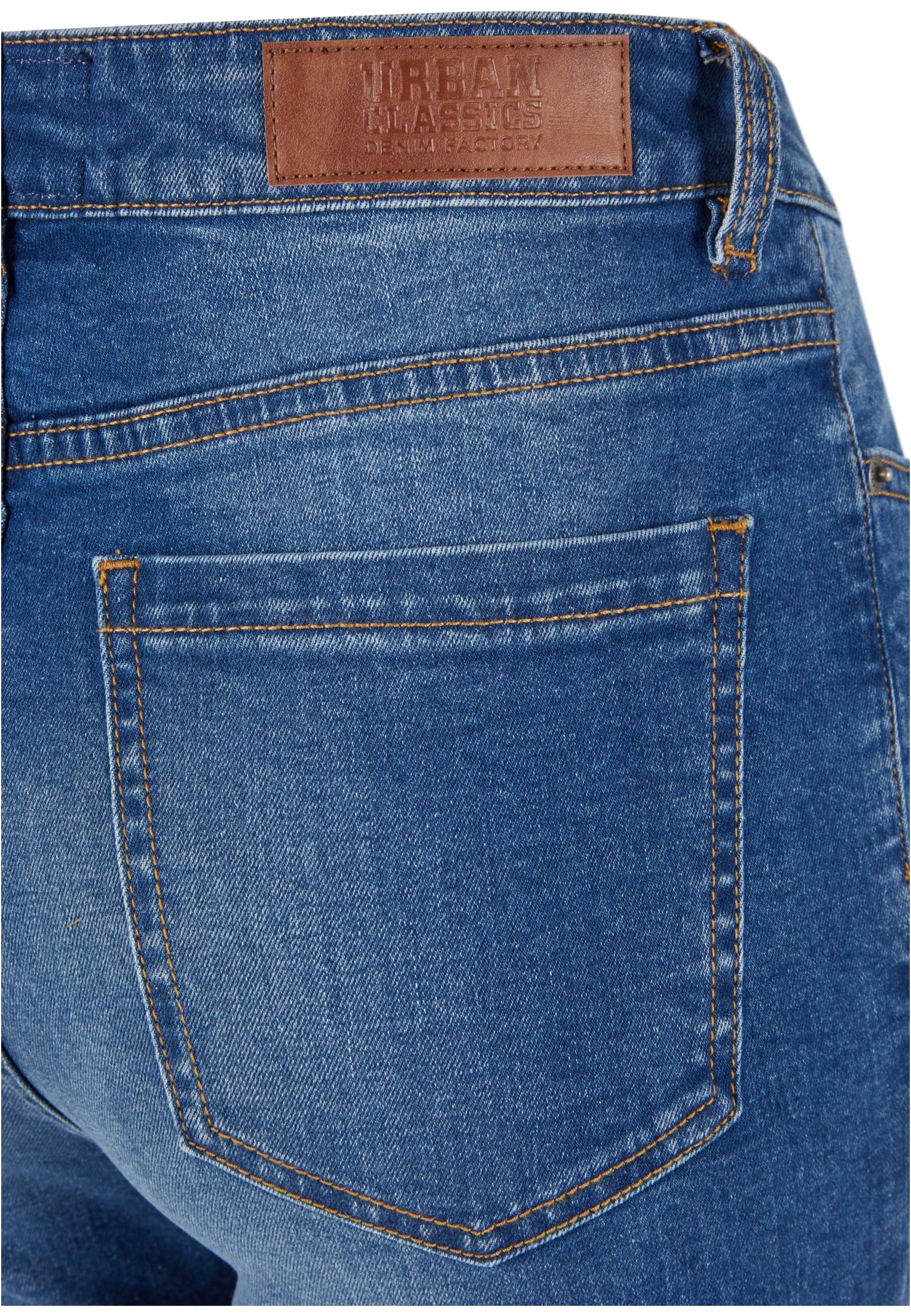 Ladies Skinny High Waist Open Hem Jeans | blue washed