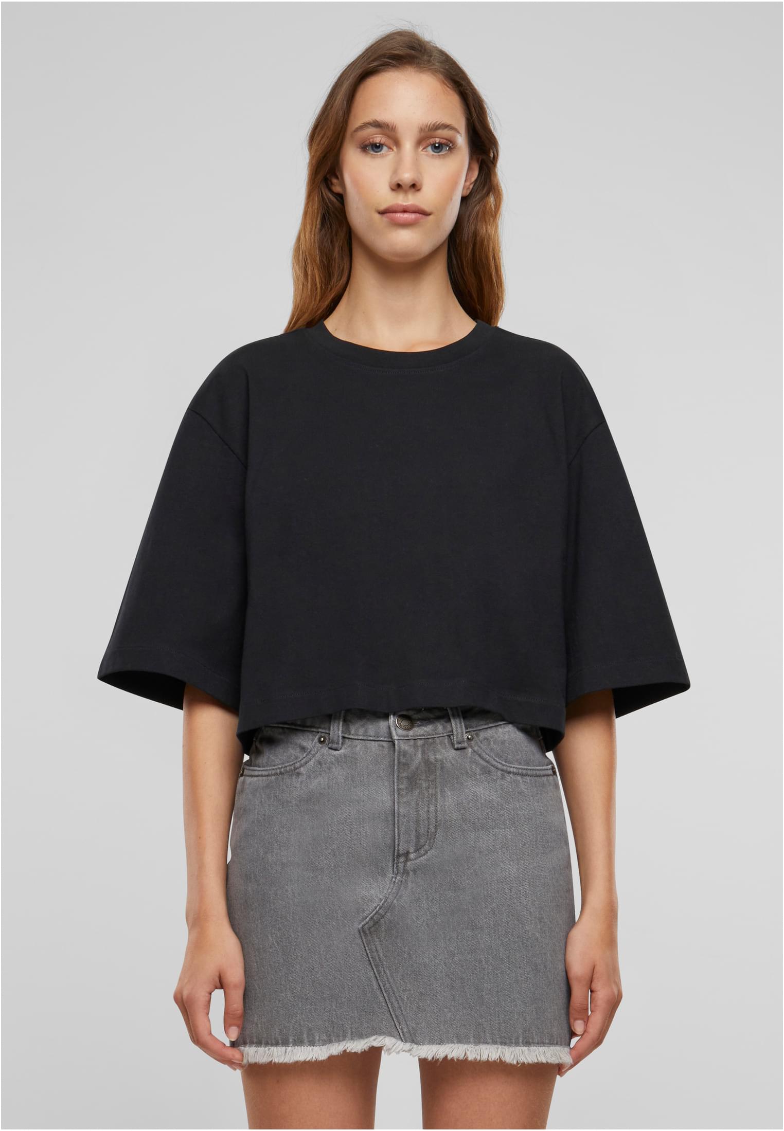 Ladies Heavy Organic Oversized Cropped Tee | black