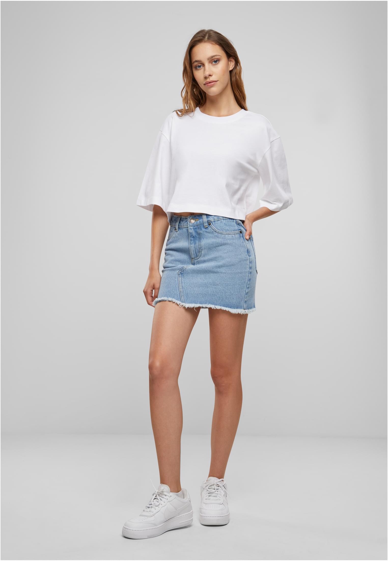 Ladies Heavy Organic Oversized Cropped Tee | white