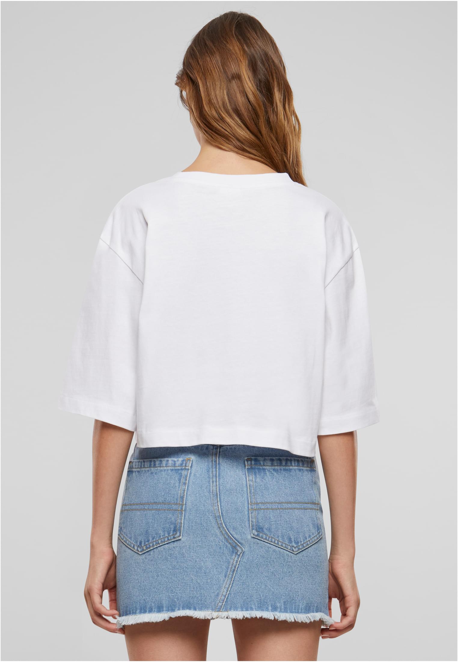 Ladies Heavy Organic Oversized Cropped Tee | white