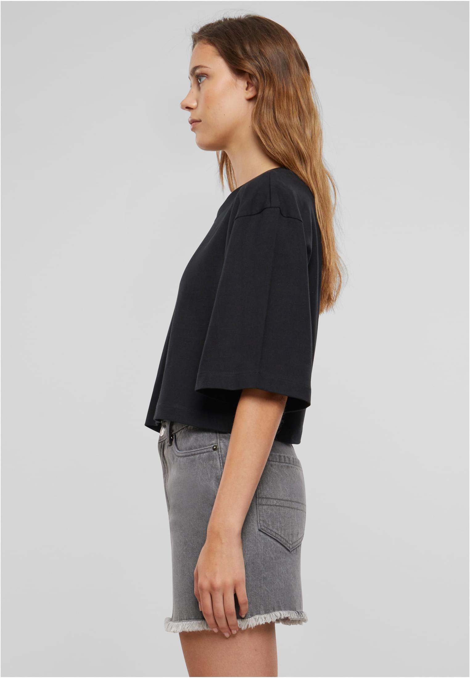 Ladies Heavy Organic Oversized Cropped Tee | black