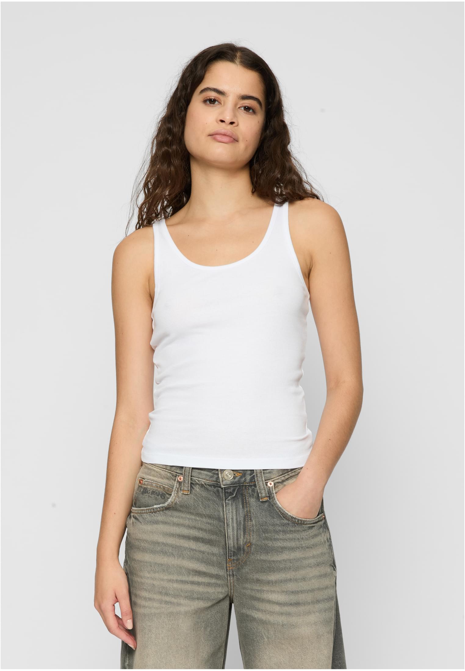 Ladies Organic Basic Rib Top 2-Pack | white+white