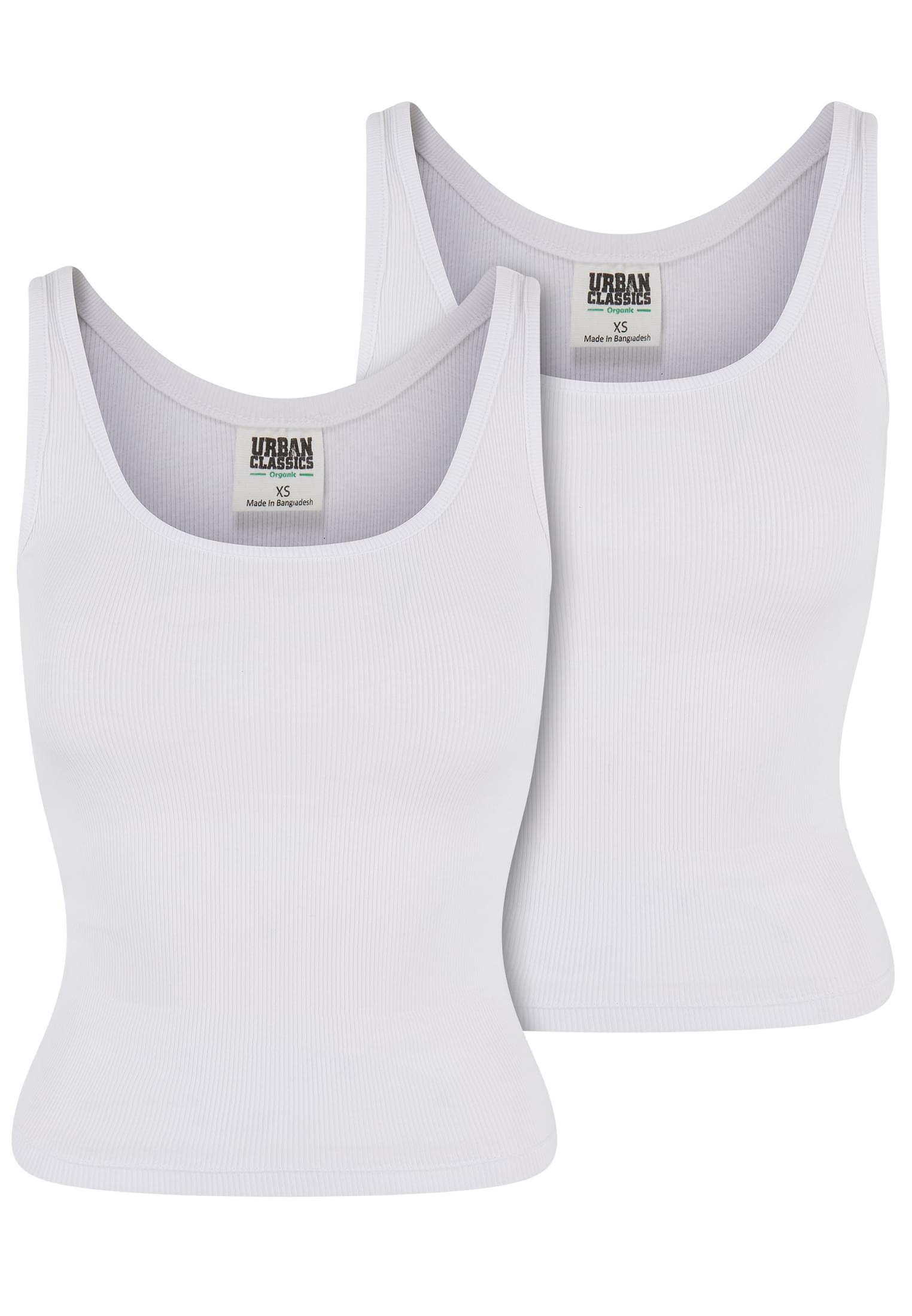 Ladies Organic Basic Rib Top 2-Pack | white+white