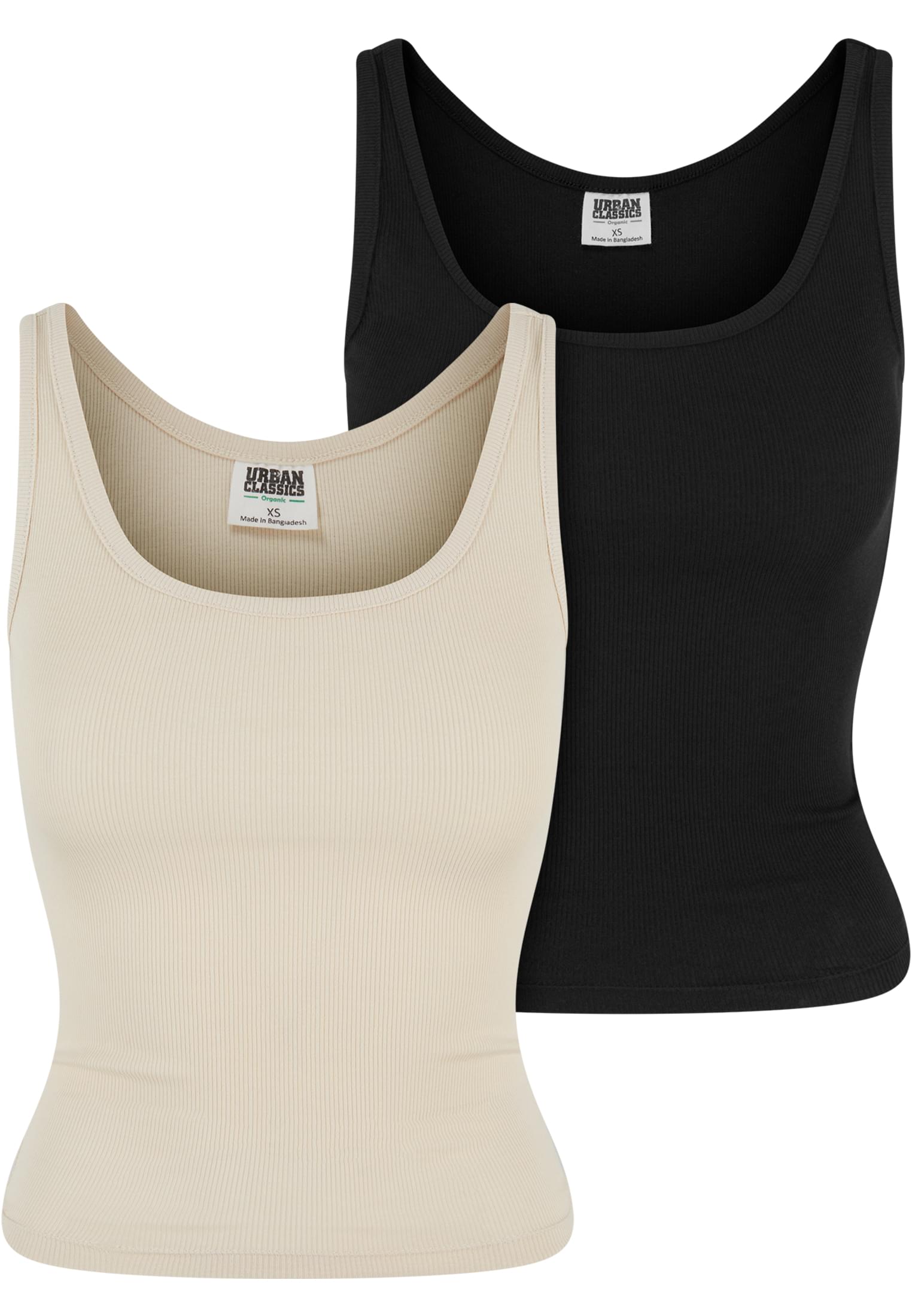 Ladies Organic Basic Rib Top 2-Pack | whitesand+black