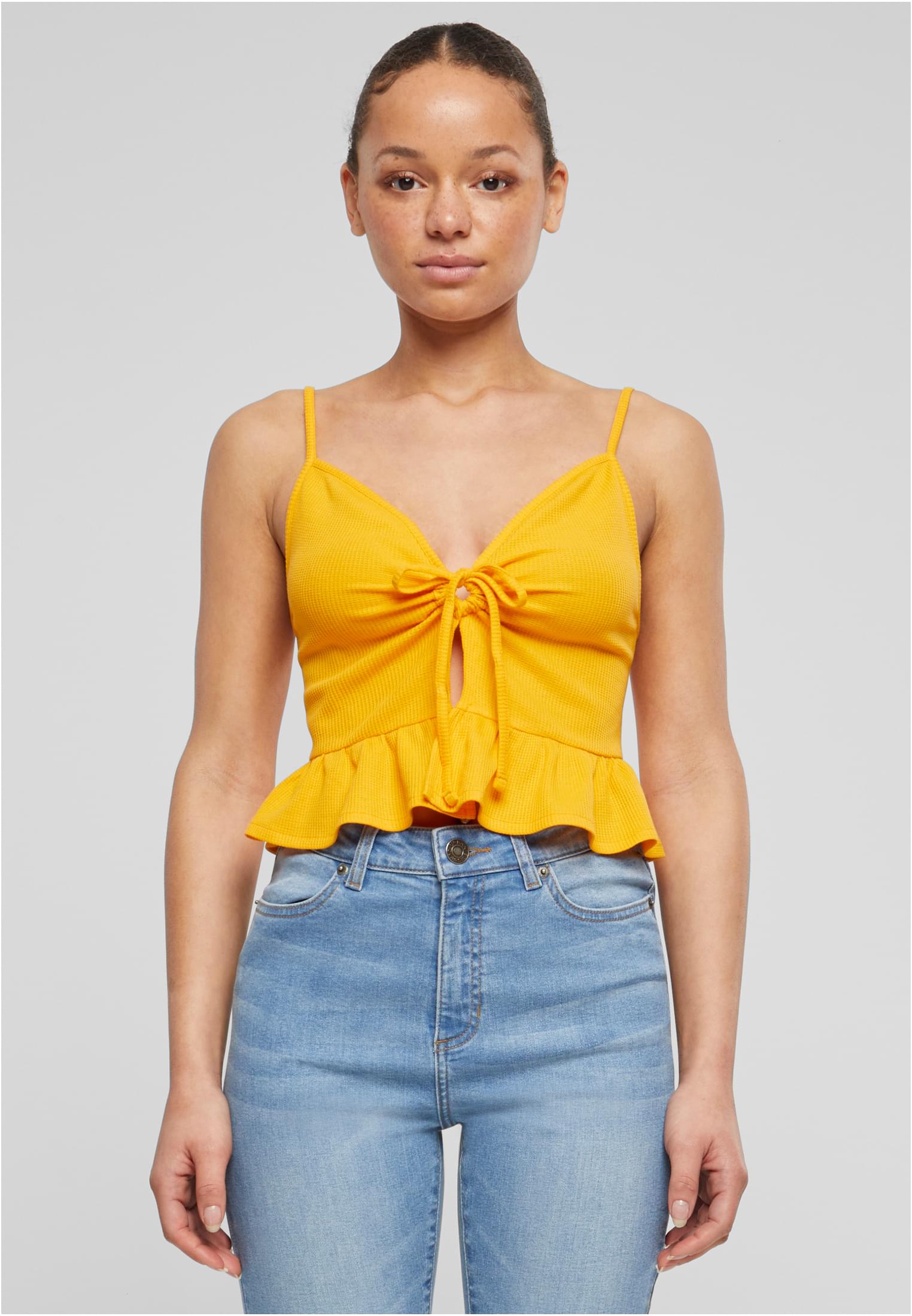 Ladies Waffle Pique Ruffle Top | magicmango