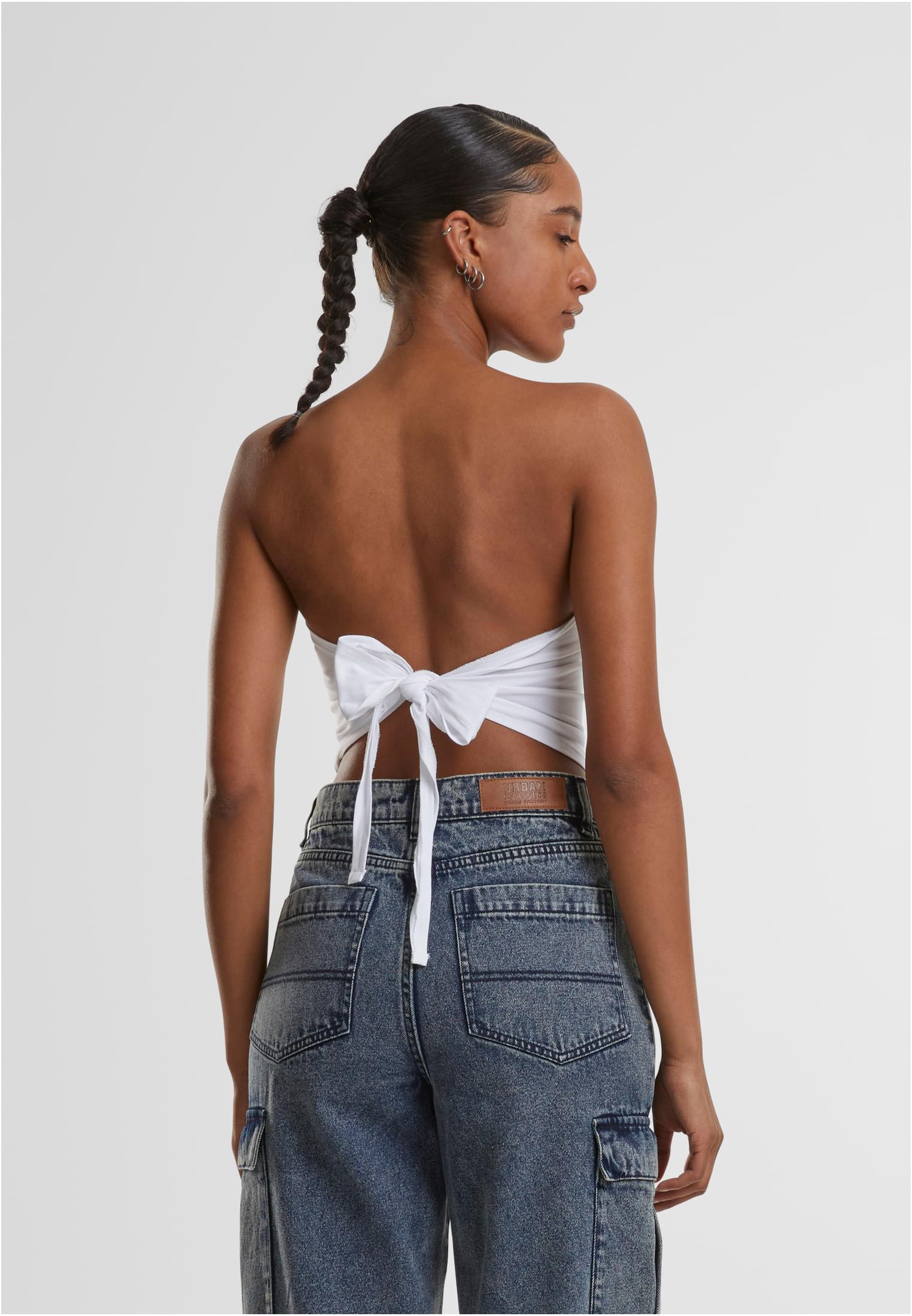 Ladies Knotted Bandeau Top | white