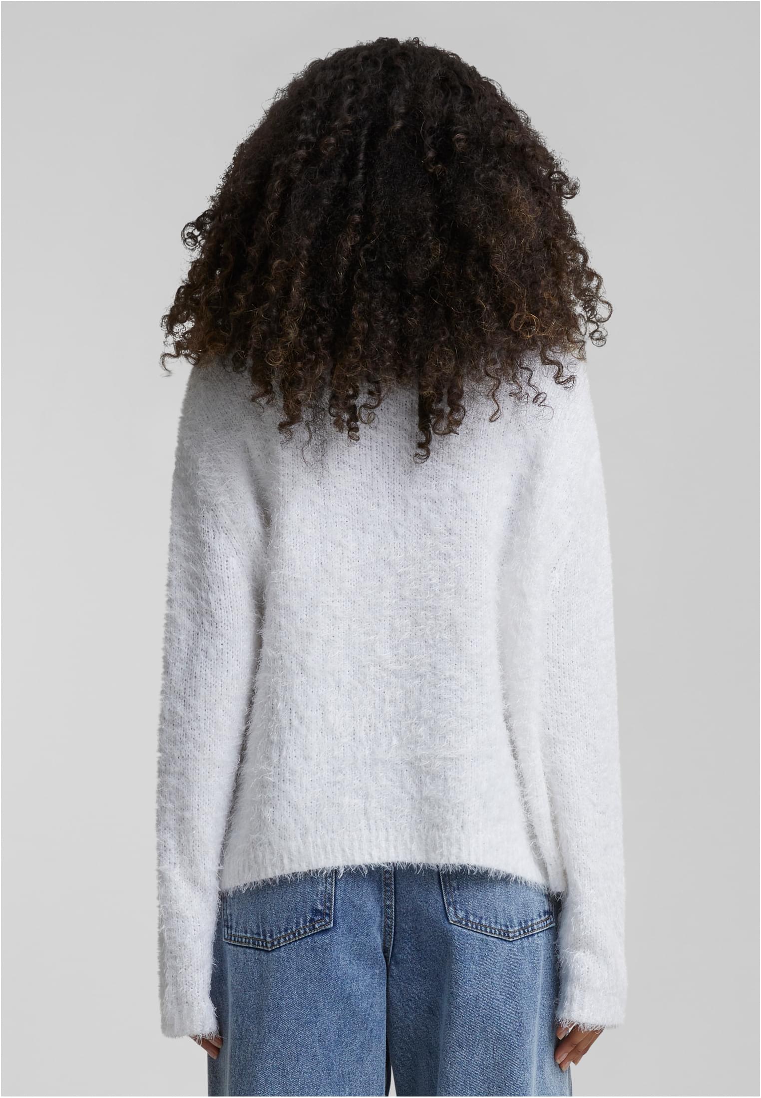 Ladies Feather Mock Neck Sweater | white