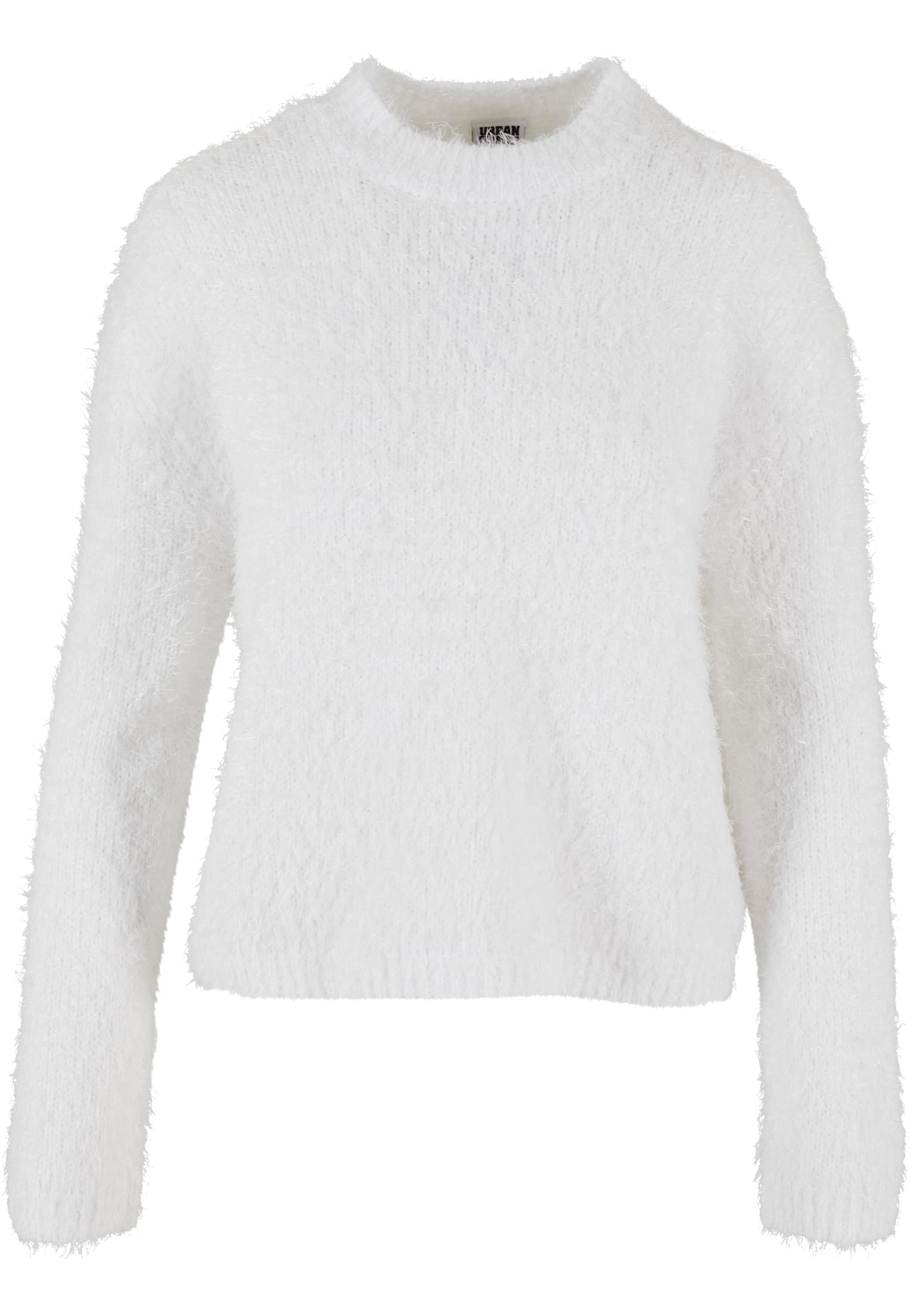 Ladies Feather Mock Neck Sweater | white