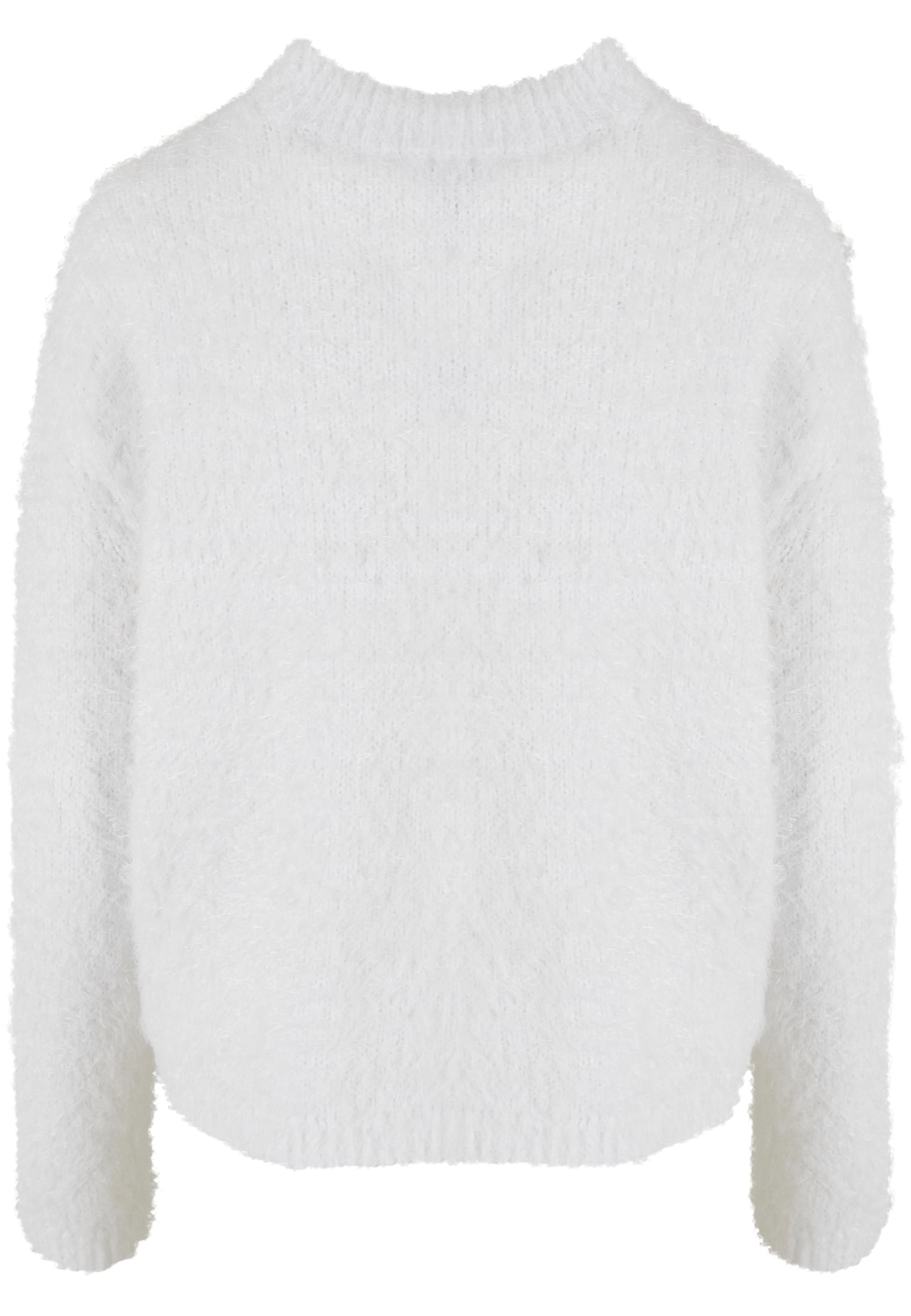 Ladies Feather Mock Neck Sweater | white