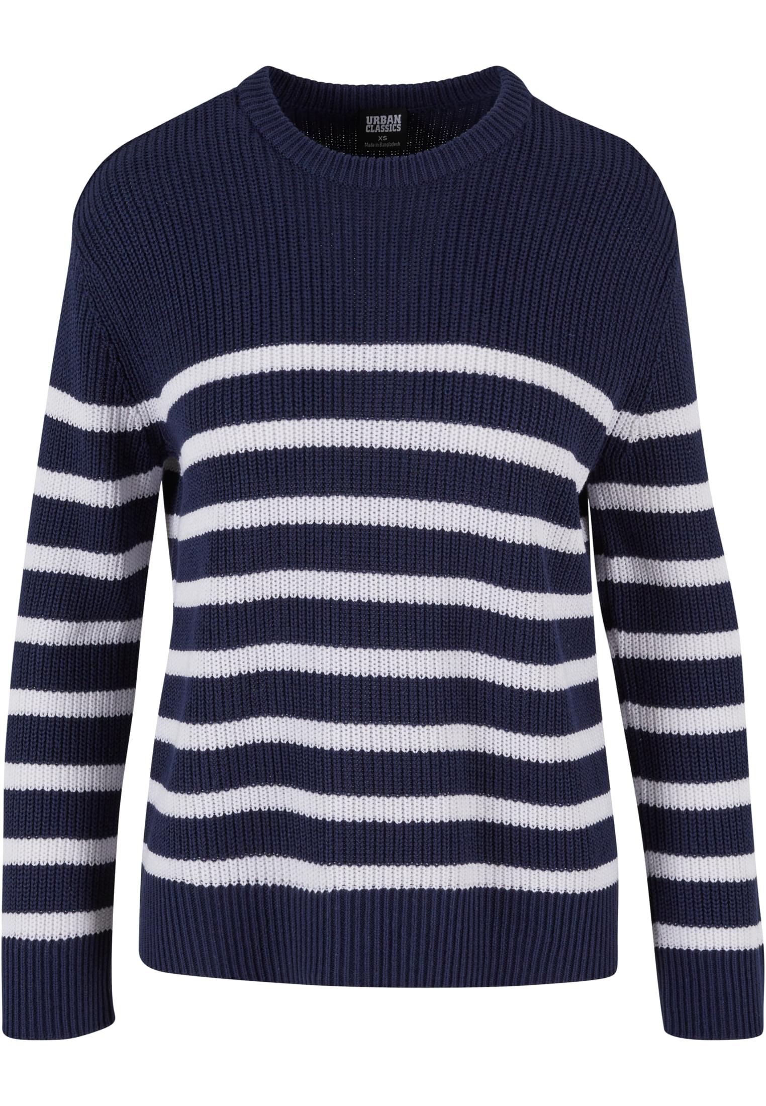 Ladies Rib Striped Sweater | navy/white