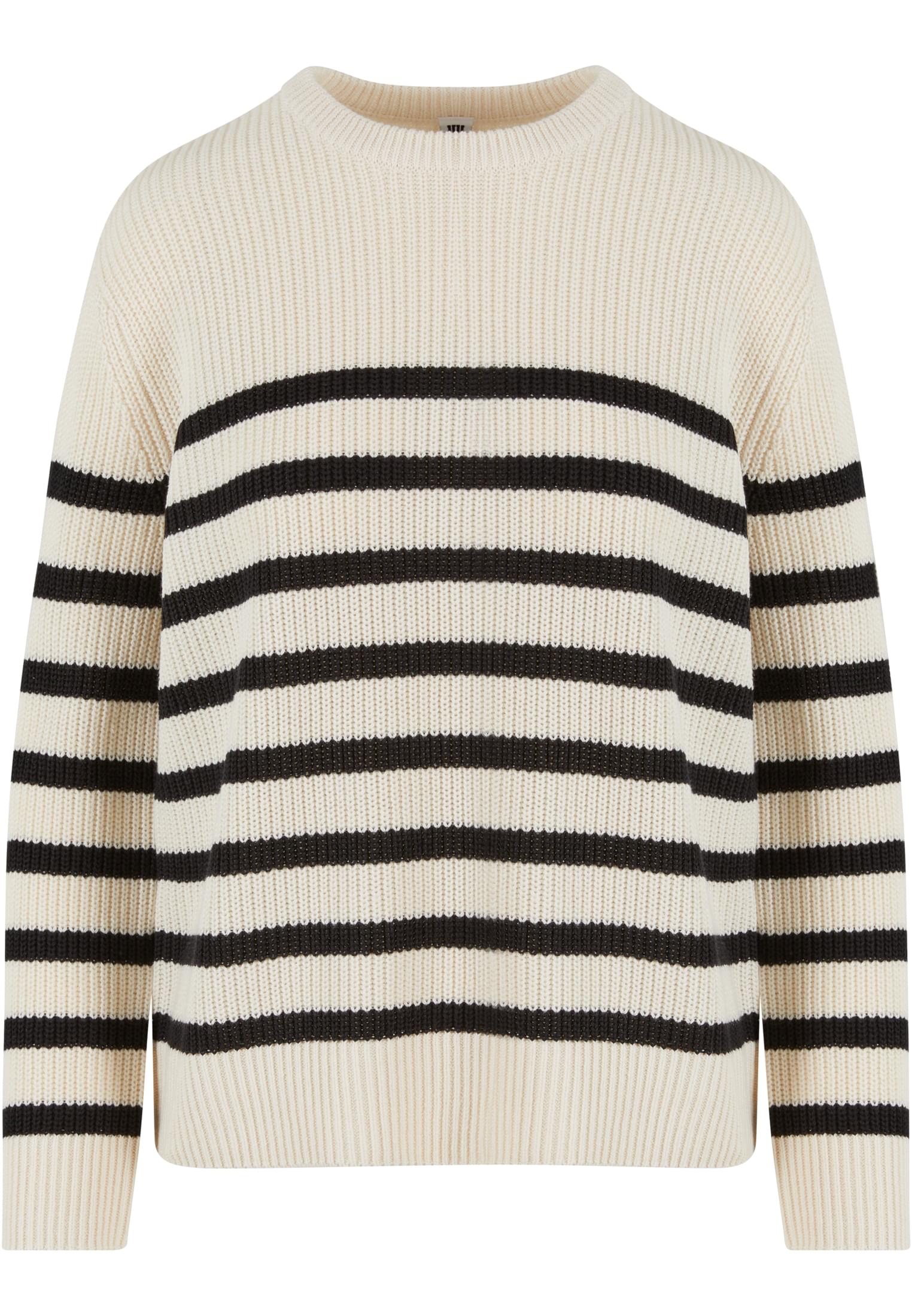 Ladies Rib Striped Sweater | whitesand/black