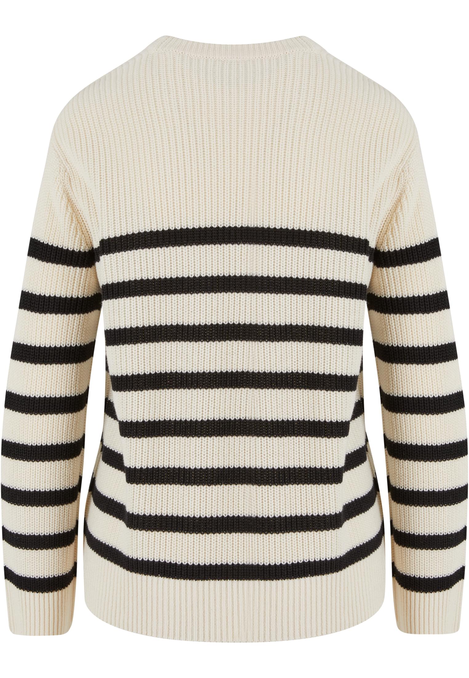 Ladies Rib Striped Sweater | whitesand/black