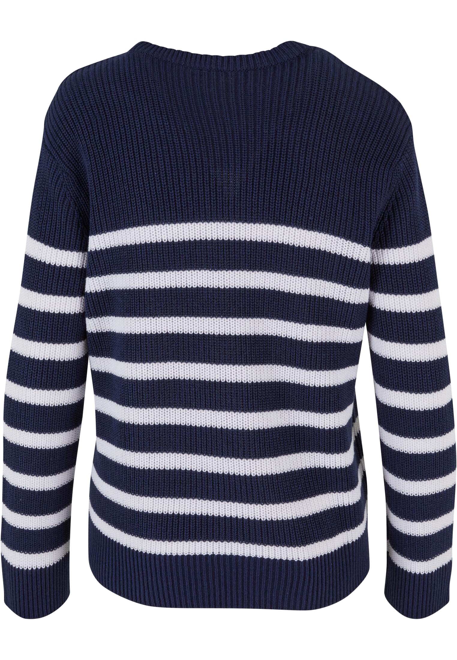 Ladies Rib Striped Sweater | navy/white