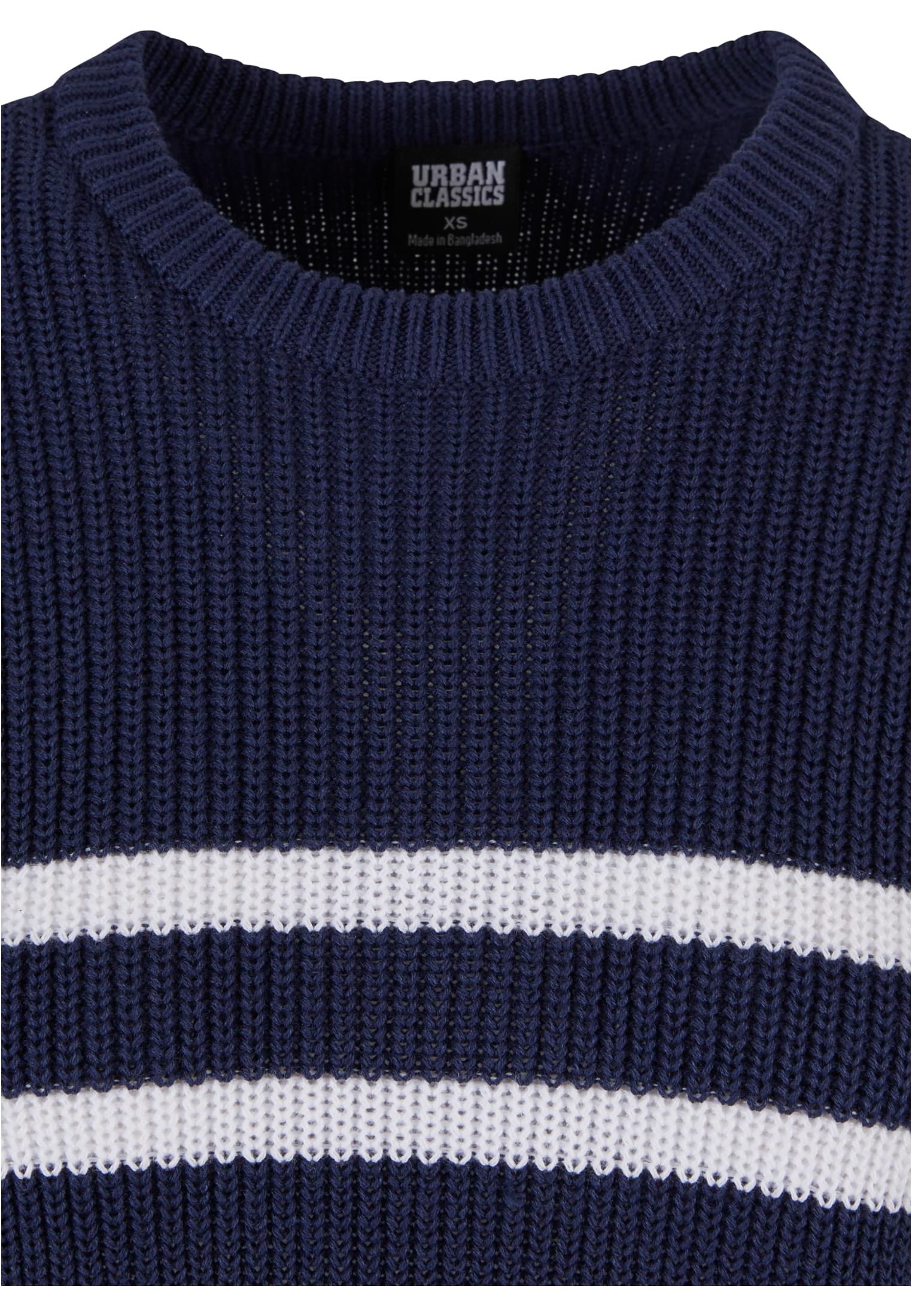 Ladies Rib Striped Sweater | navy/white