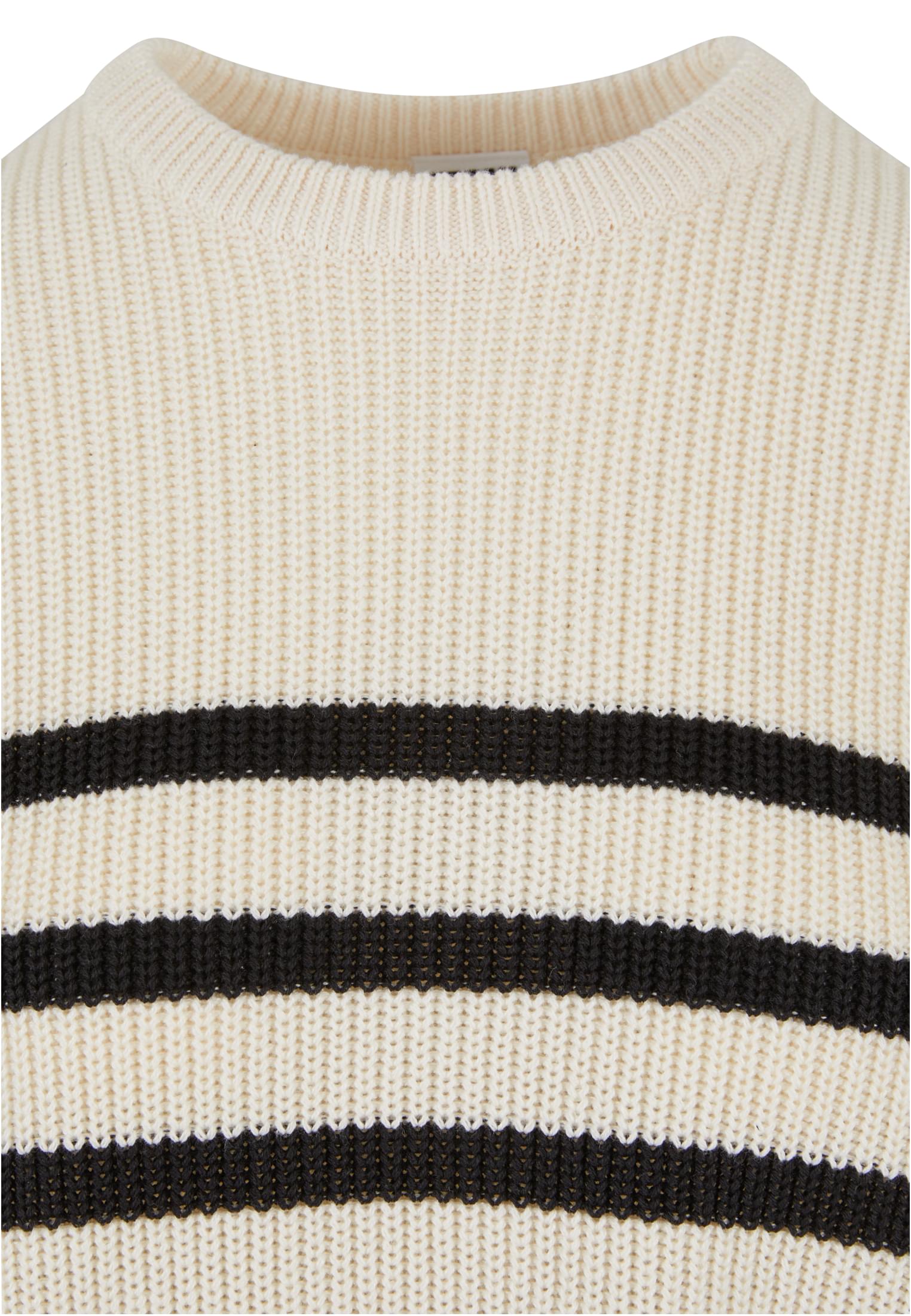 Ladies Rib Striped Sweater | whitesand/black