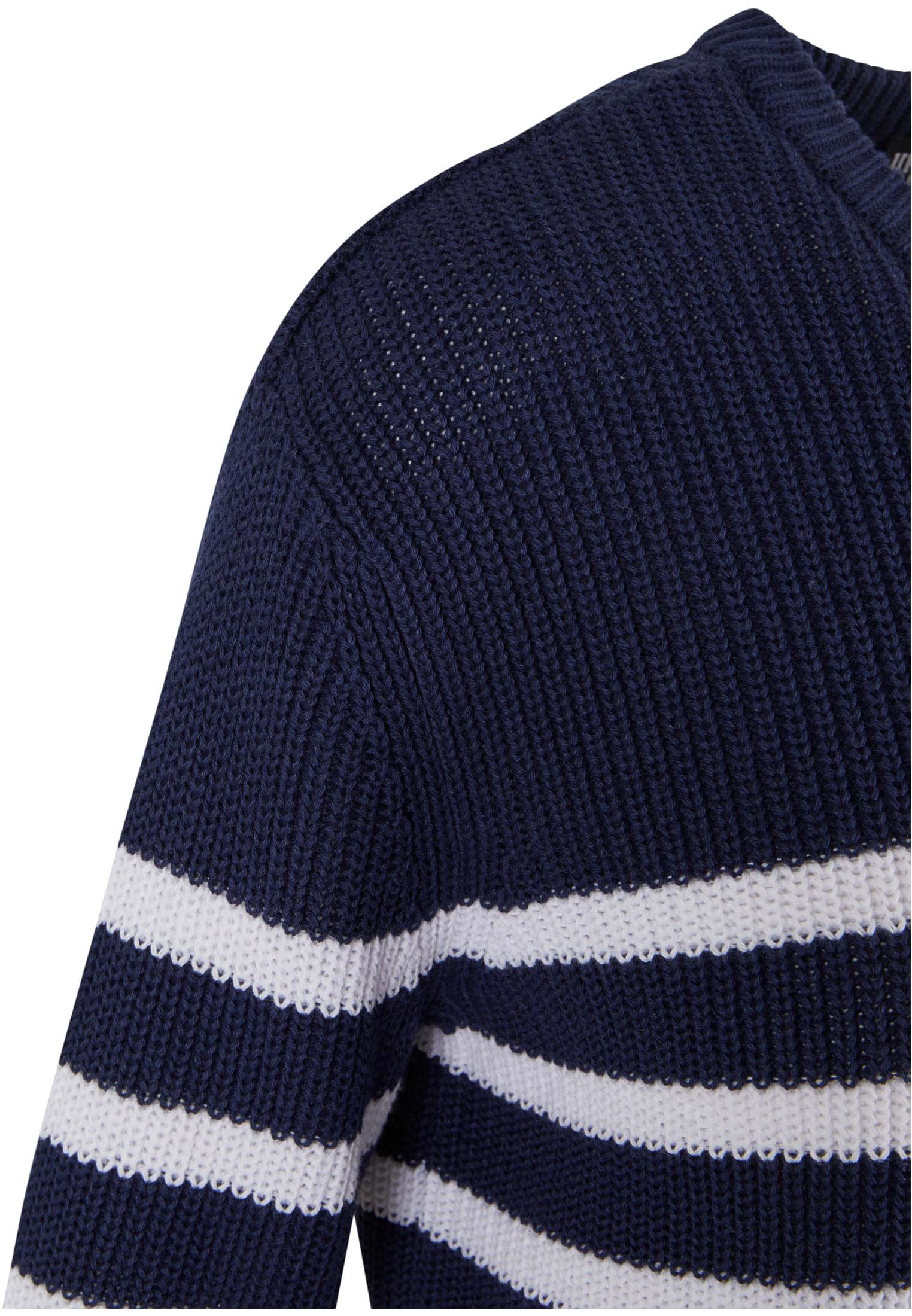 Ladies Rib Striped Sweater | navy/white