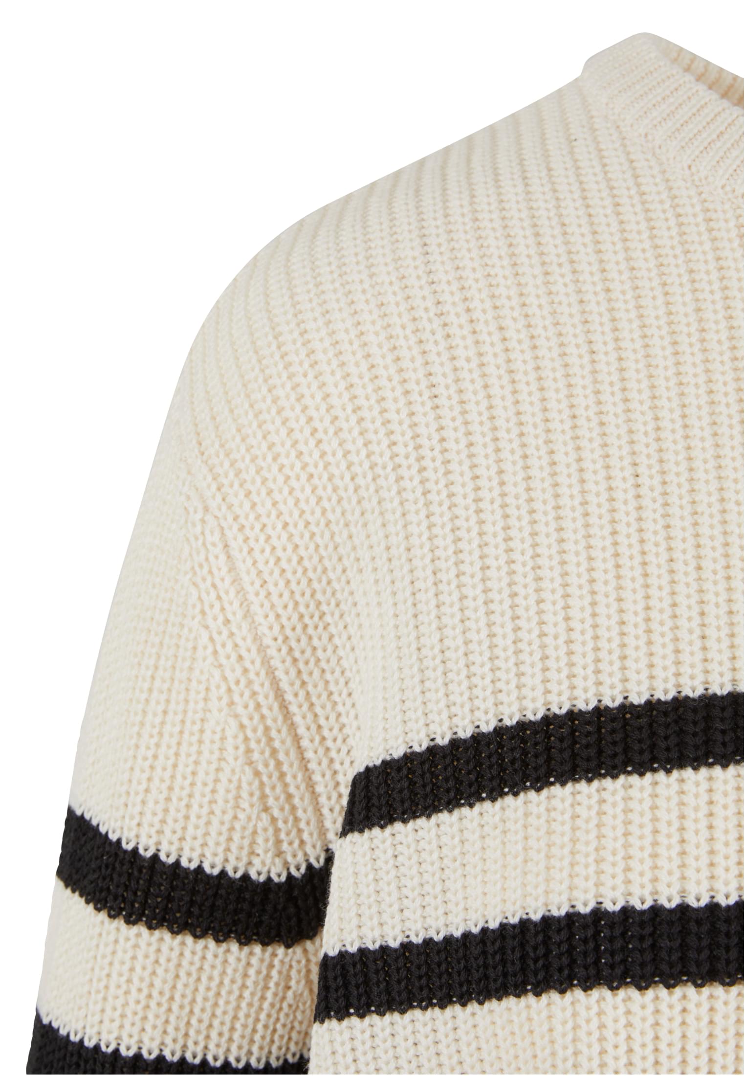 Ladies Rib Striped Sweater | whitesand/black