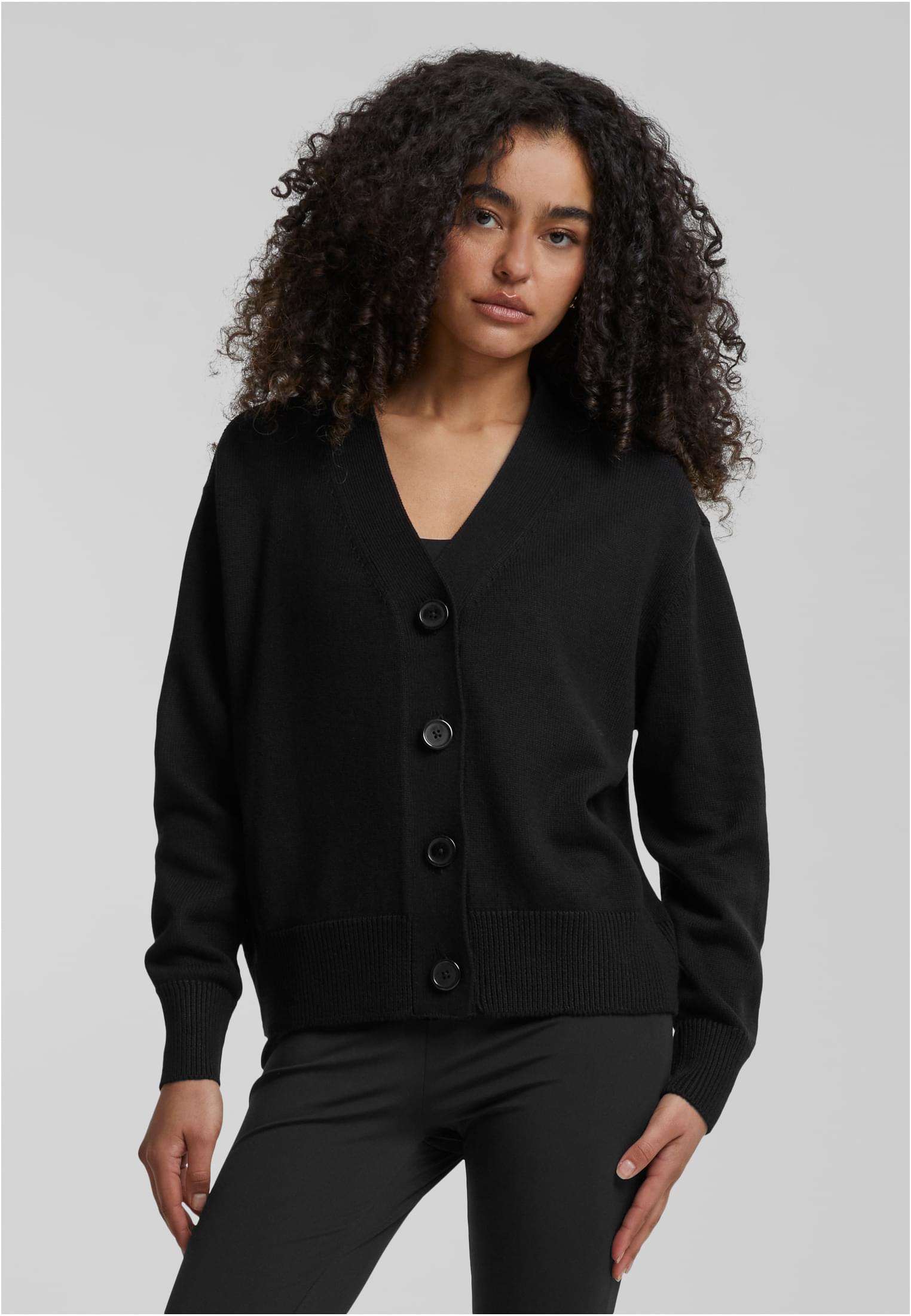 Ladies Rib Cardigan | black