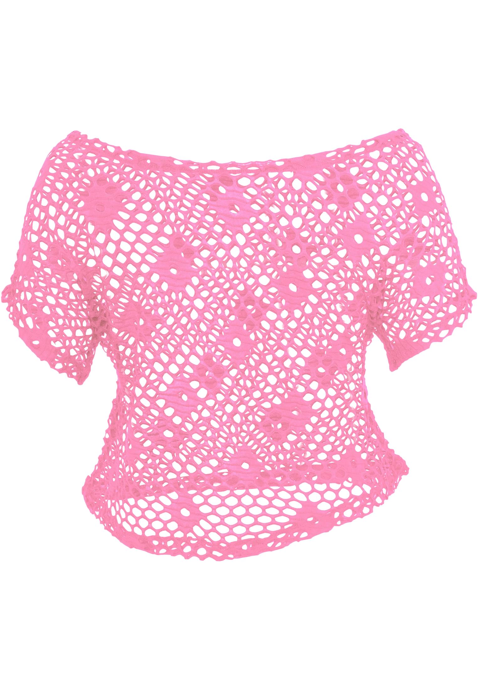 Ladies Short Mesh Top | neonpink