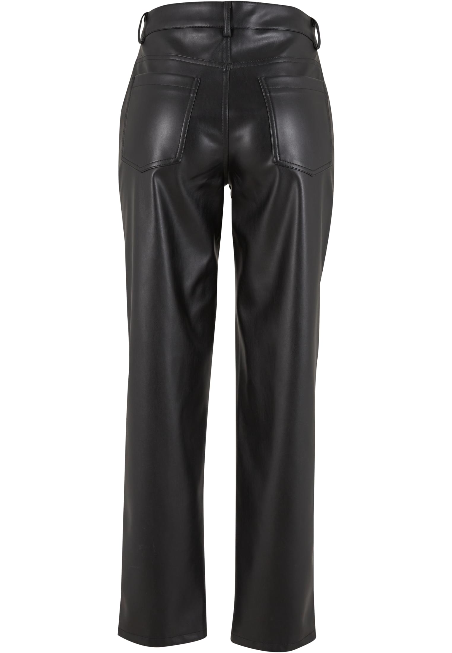 Ladies Straight Leg Synthetic Leather Pants | black