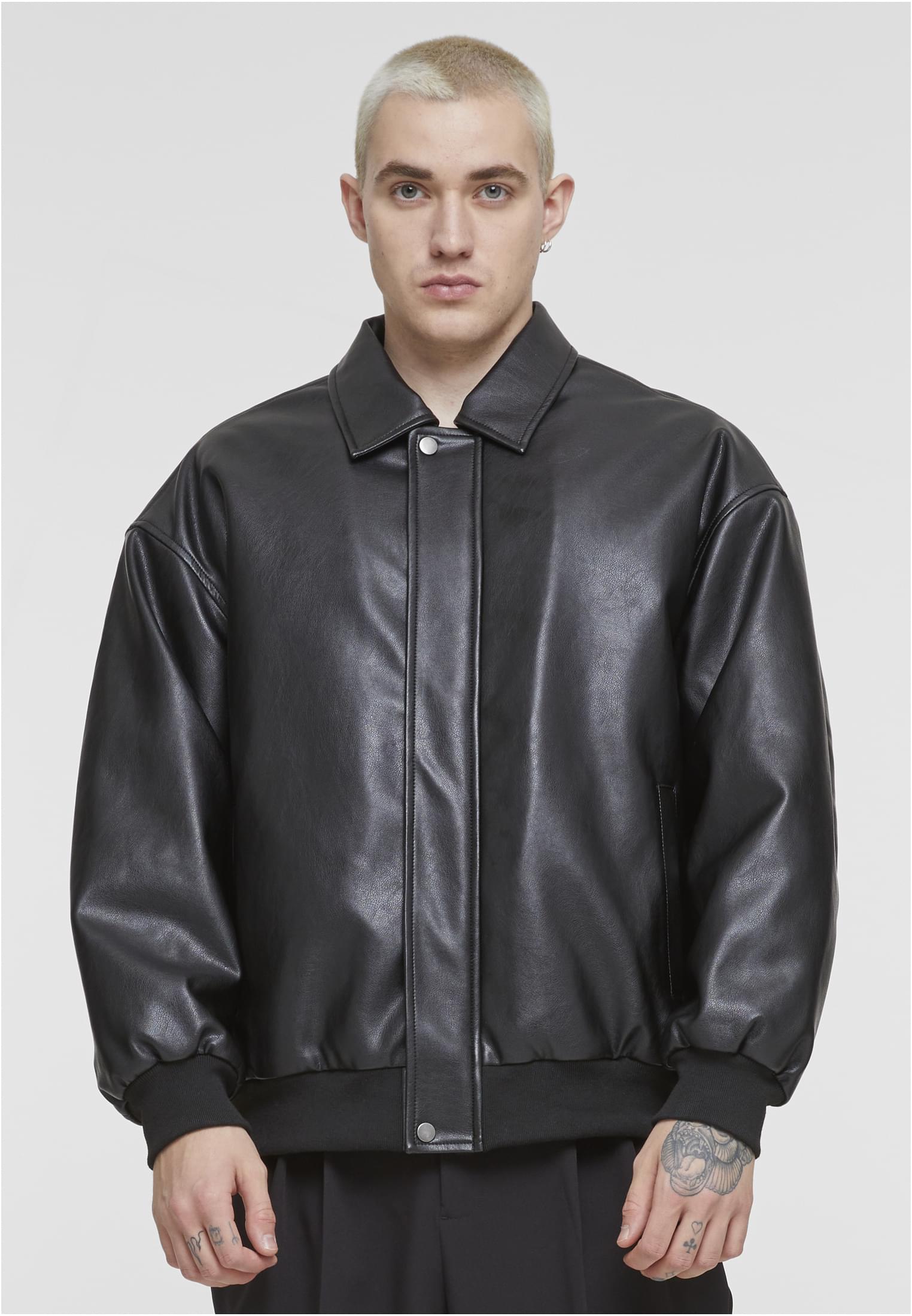 Synthetic Leather Blouson | black