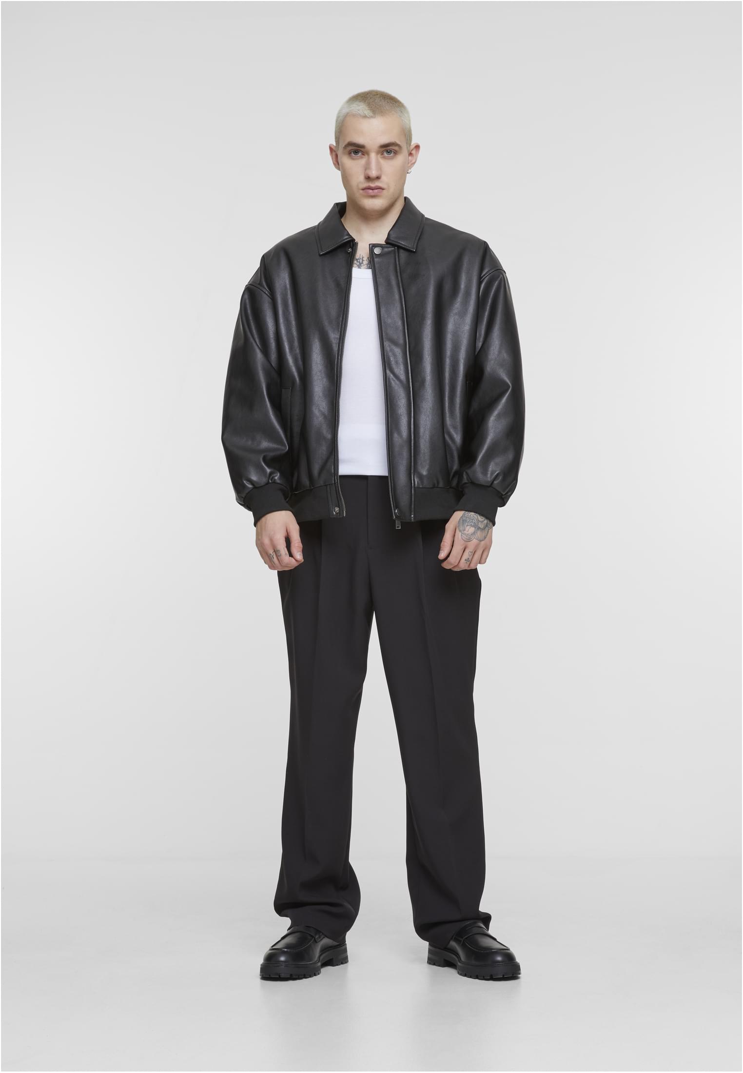 Synthetic Leather Blouson | black