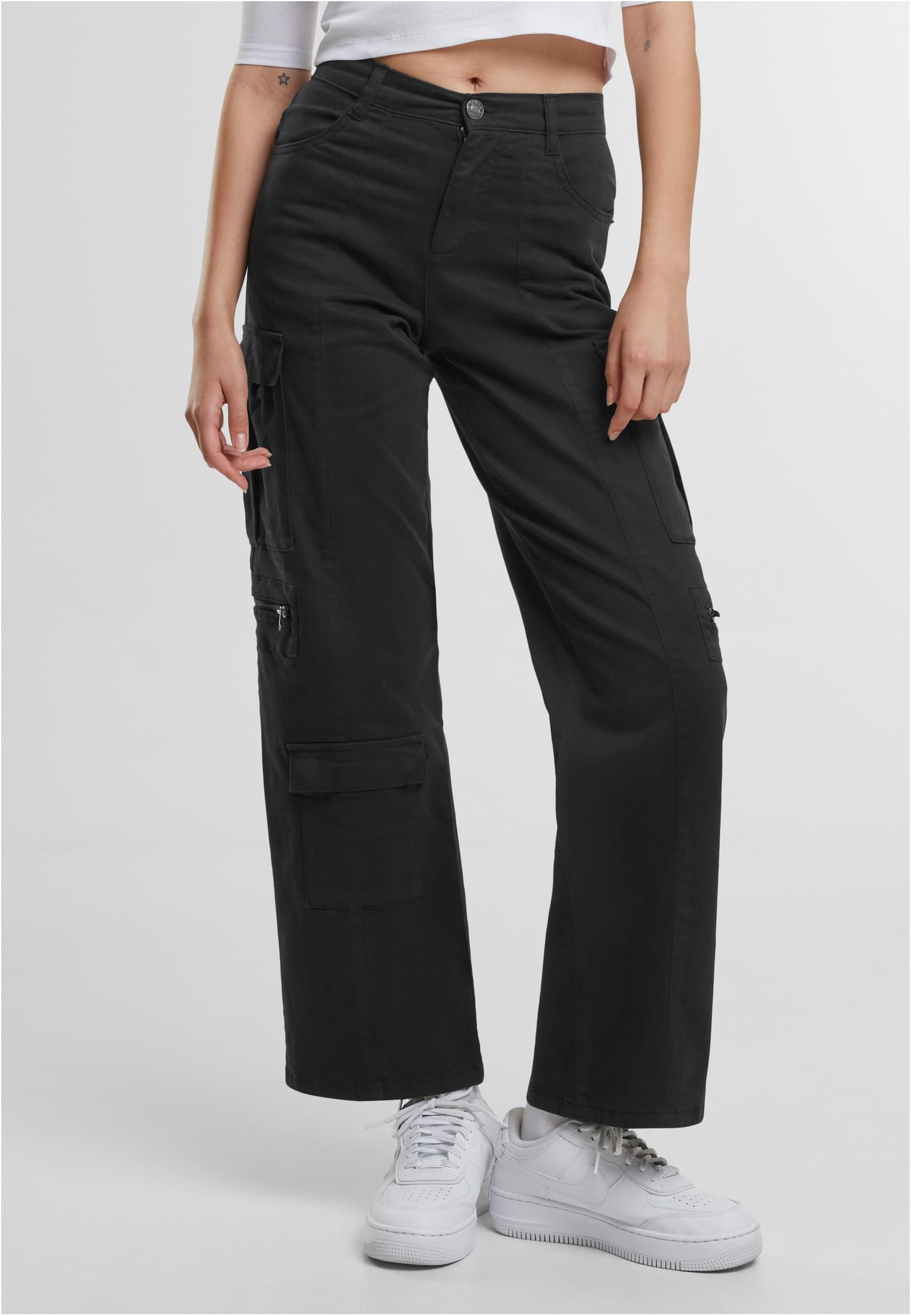 Ladies Loose Utility Stretch Twill Pants | black