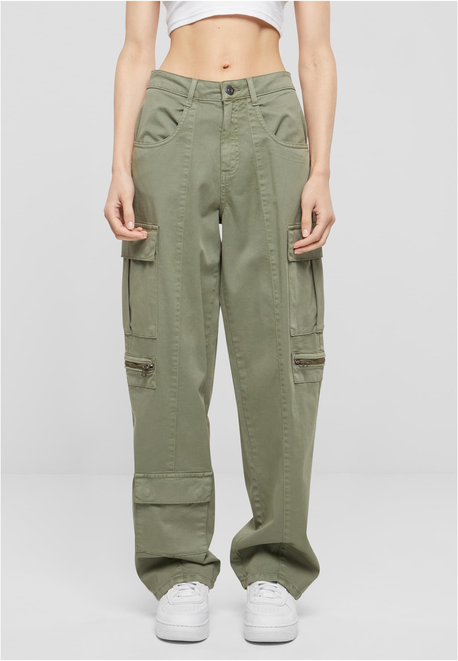 Ladies Loose Utility Stretch Twill Pants | palegreen