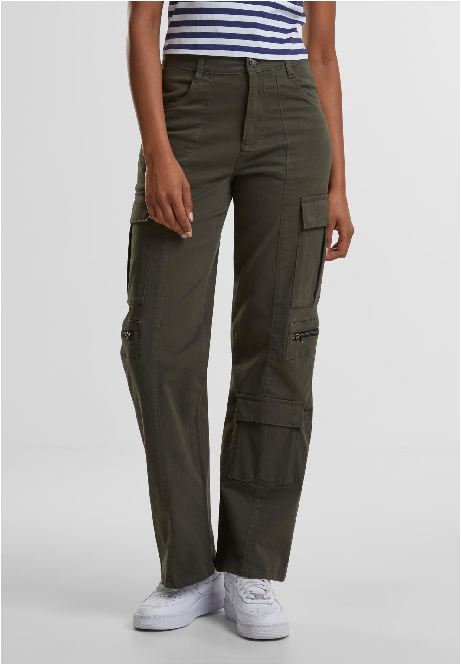 Ladies Loose Utility Stretch Twill Pants | blackolive