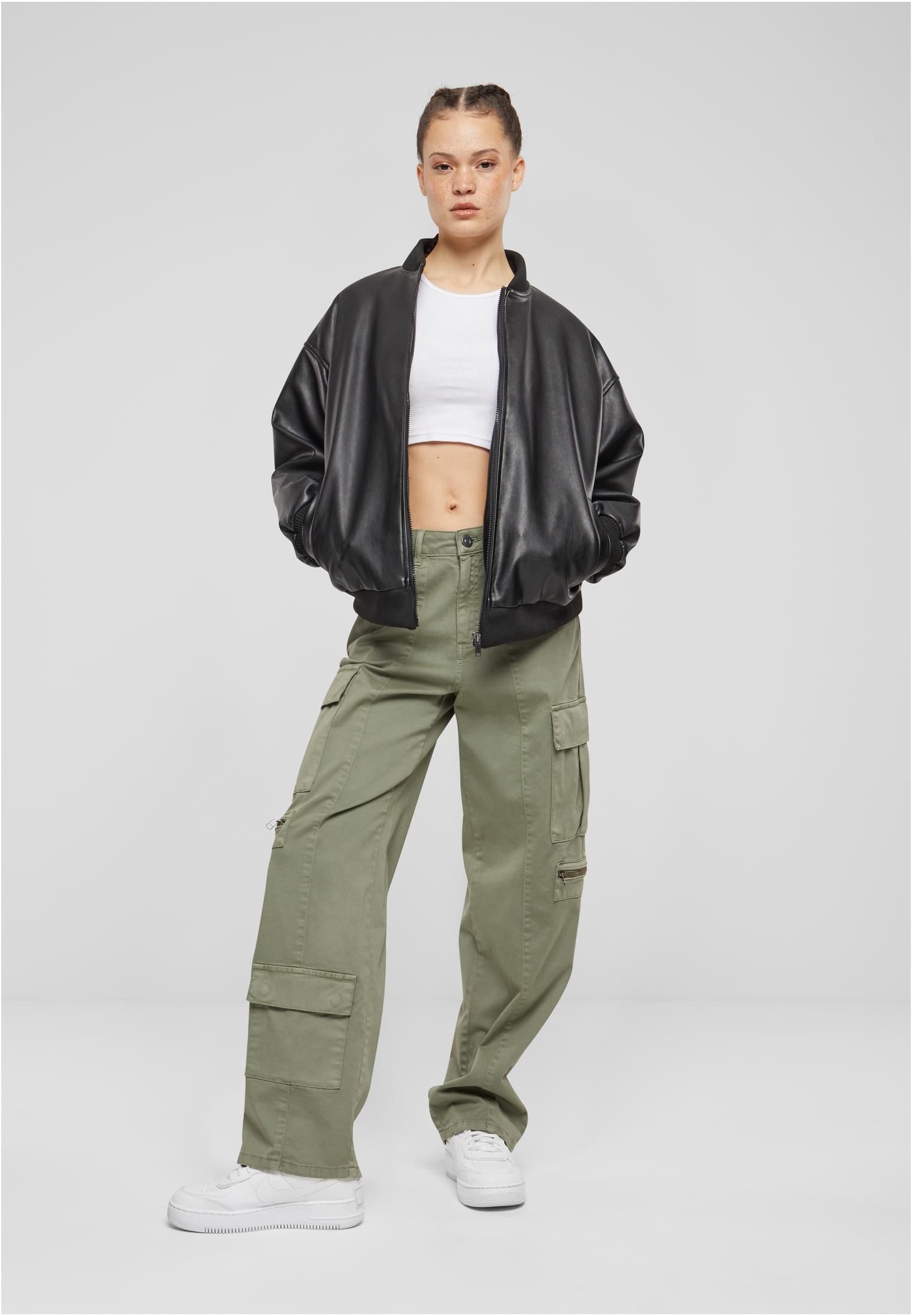 Ladies Loose Utility Stretch Twill Pants | palegreen