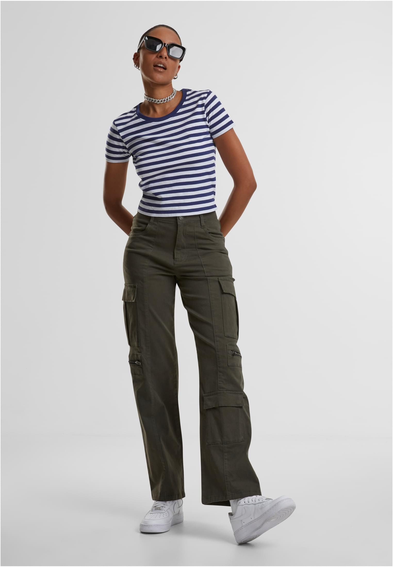 Ladies Loose Utility Stretch Twill Pants | blackolive