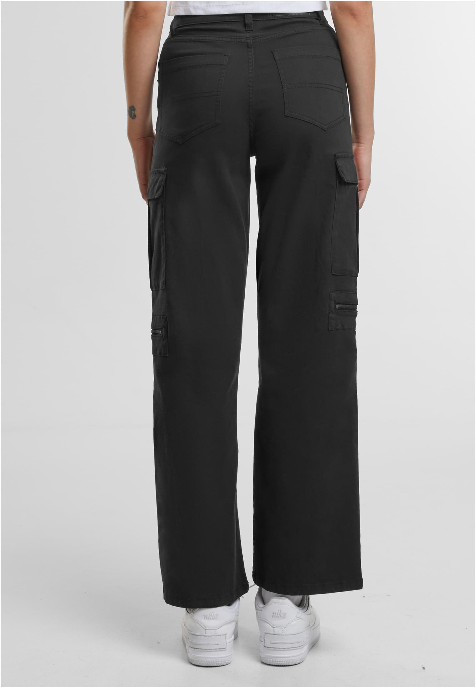 Ladies Loose Utility Stretch Twill Pants | black