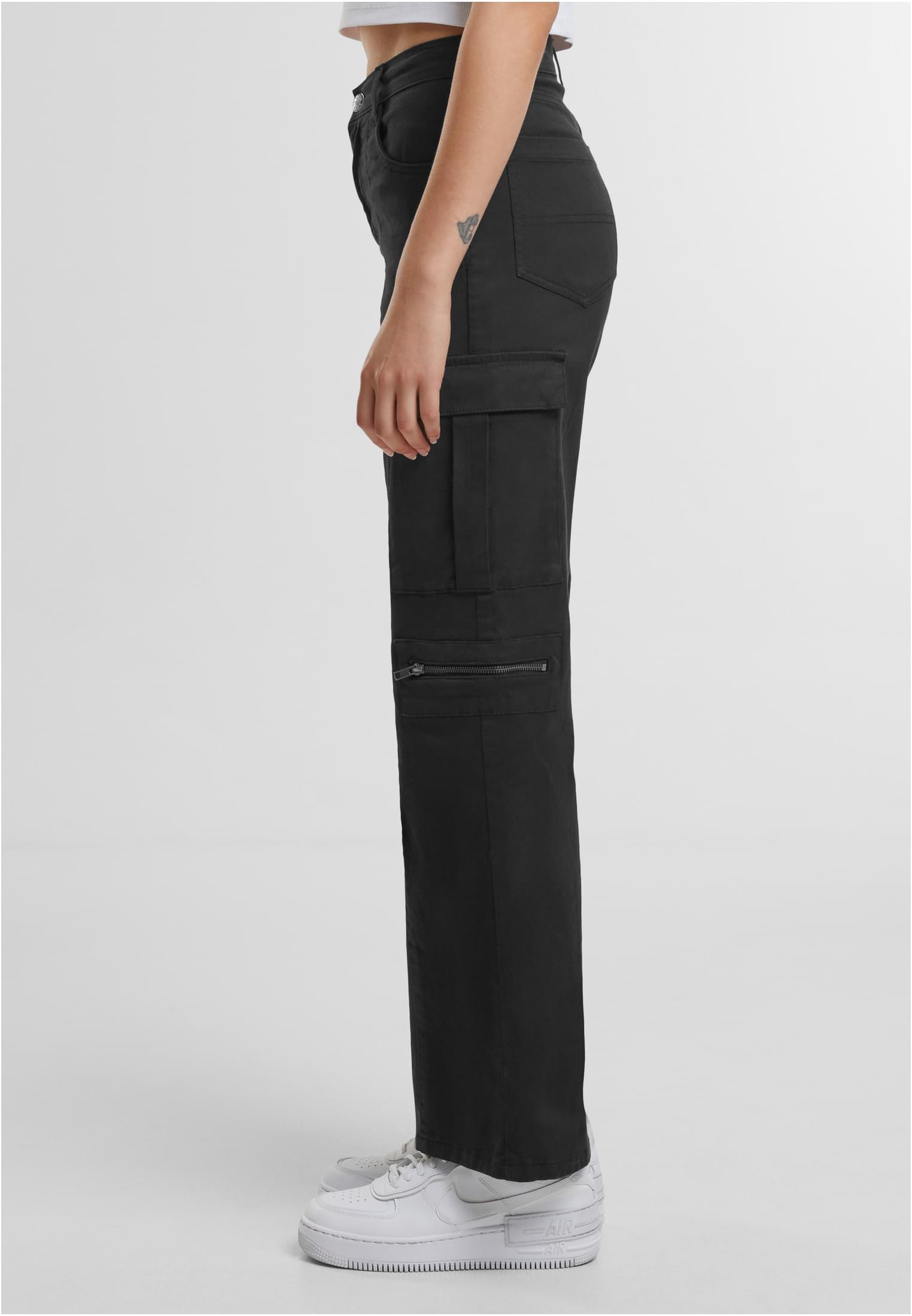 Ladies Loose Utility Stretch Twill Pants | black