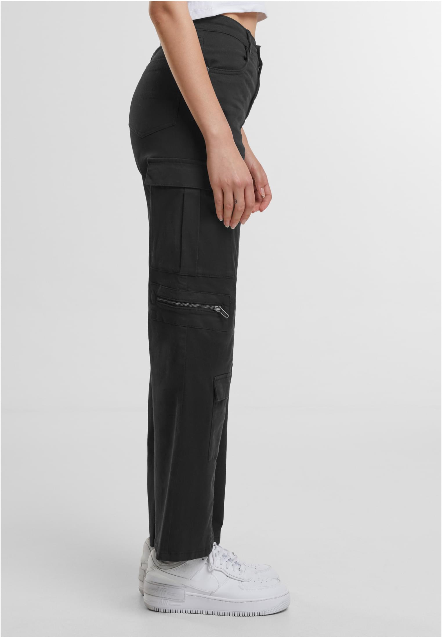 Ladies Loose Utility Stretch Twill Pants | black