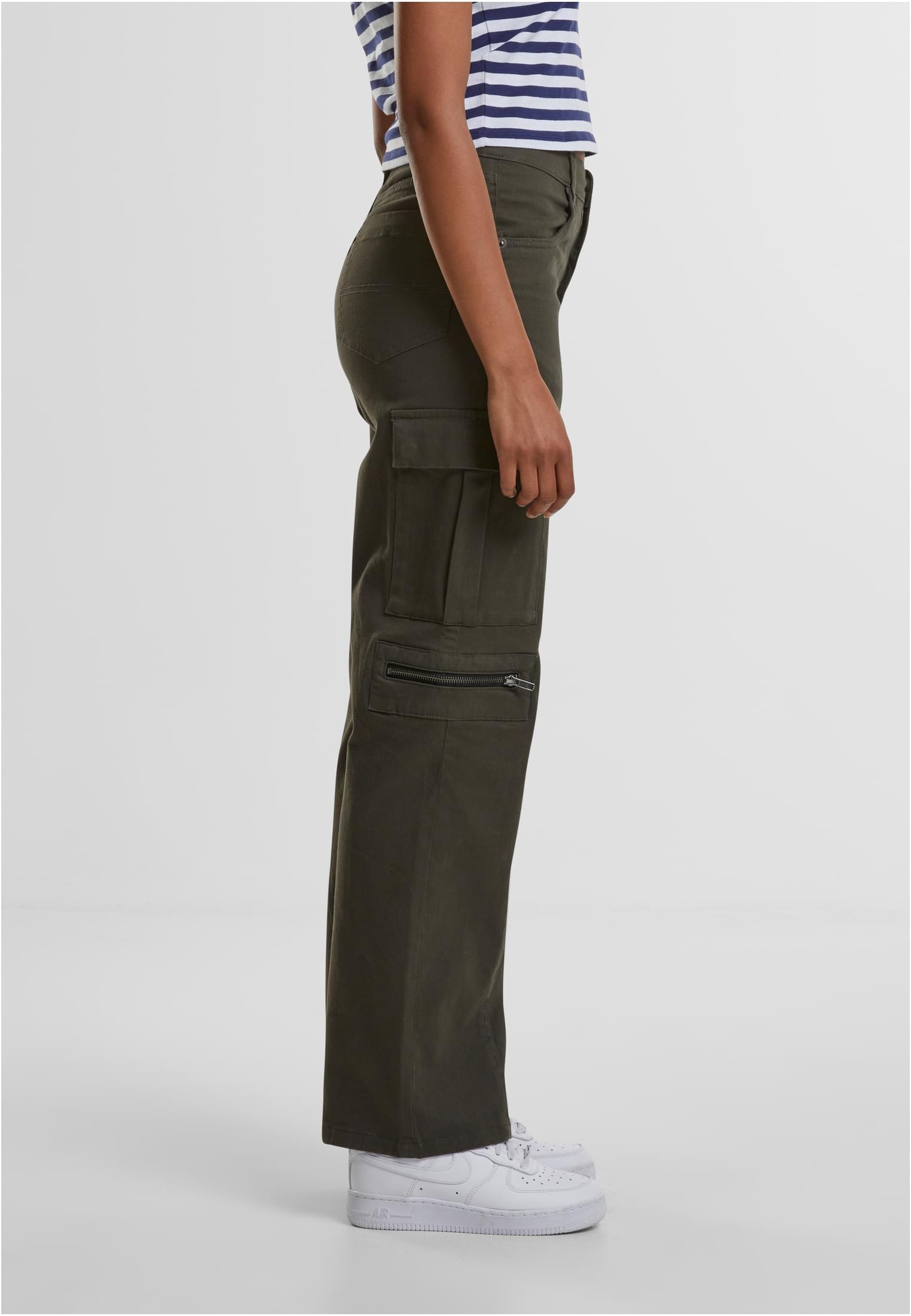 Ladies Loose Utility Stretch Twill Pants | blackolive