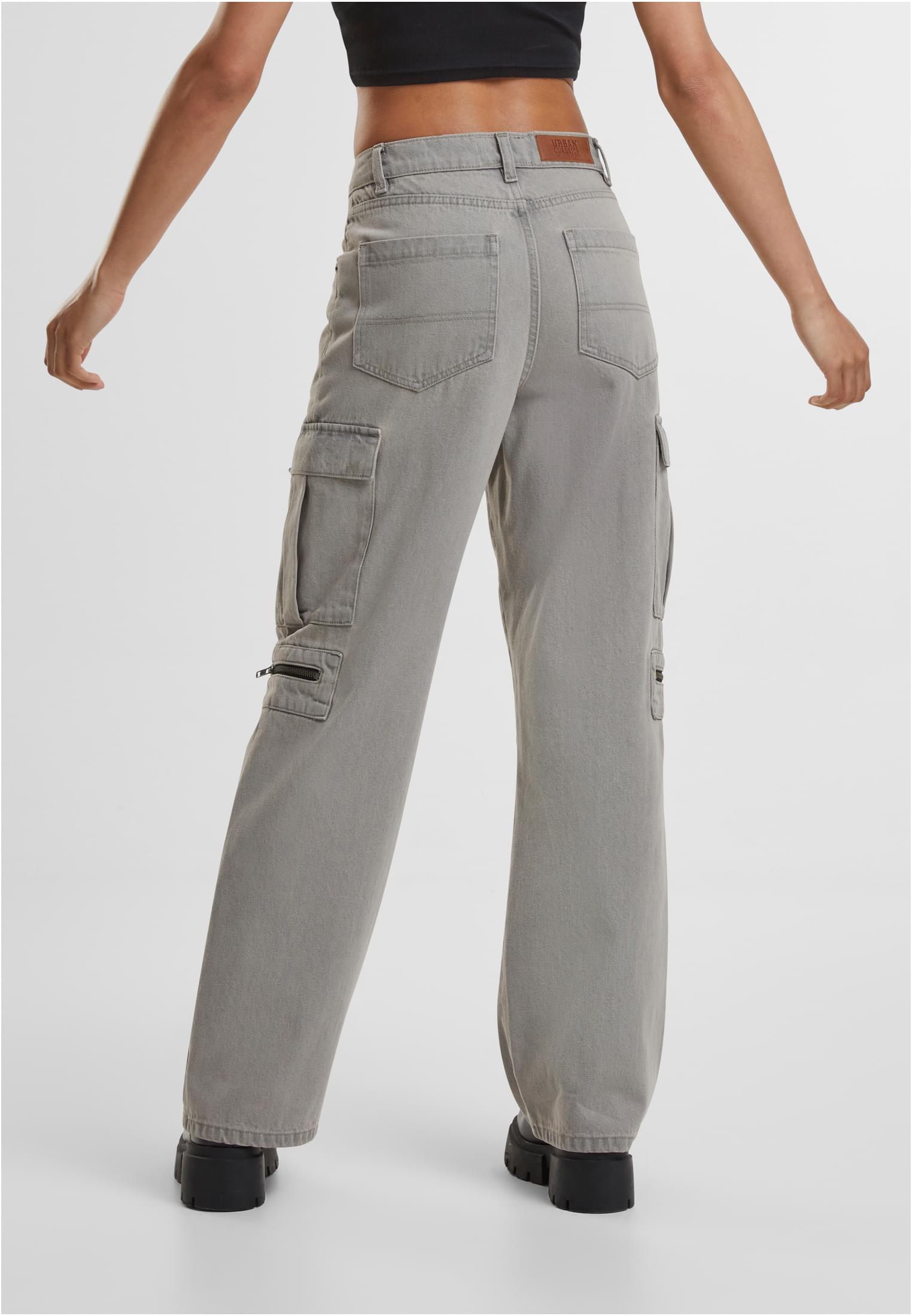 Ladies Loose Utility Denim Pants | lighter dirty washed