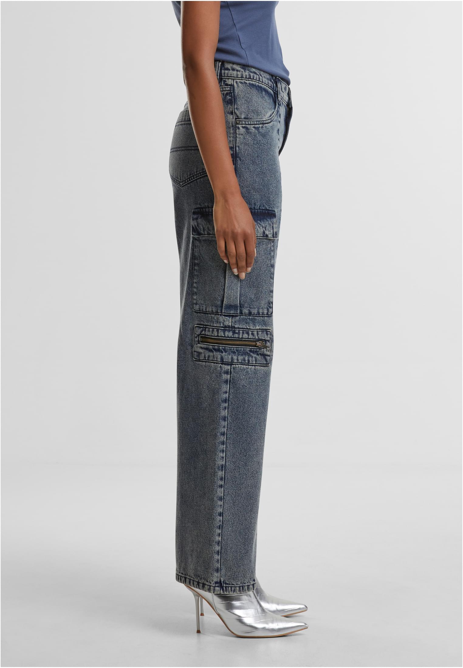 Ladies Loose Utility Denim Pants | dirty washed