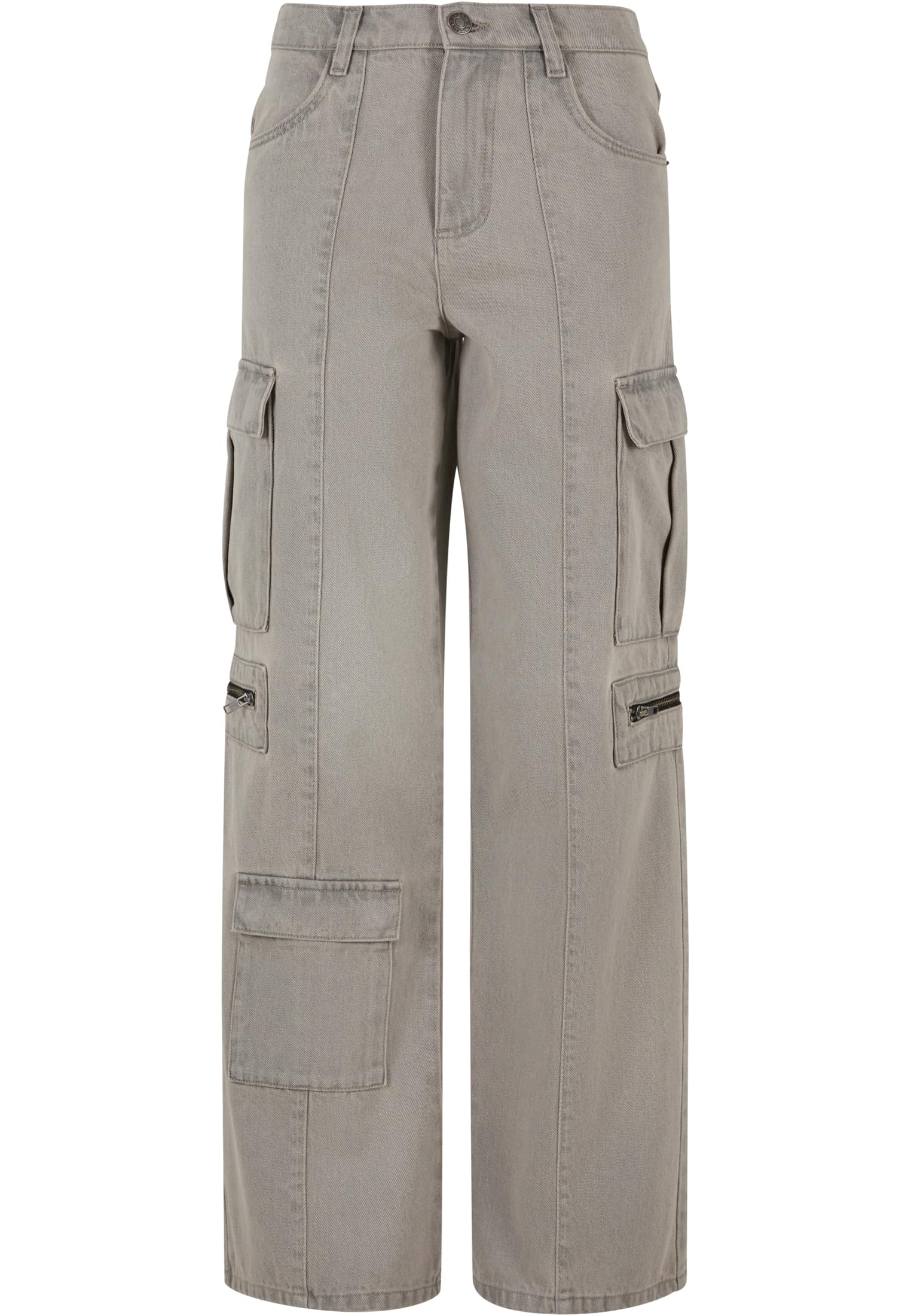 Ladies Loose Utility Denim Pants | lighter dirty washed