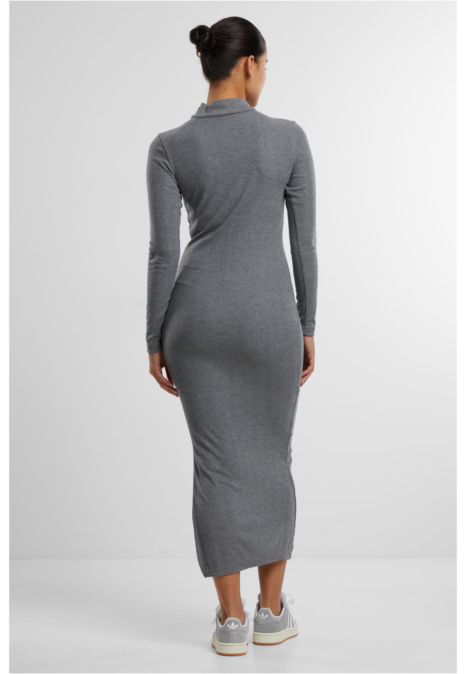 Ladies Rib Longlseeve Mockneck Dress | darkgreymelange